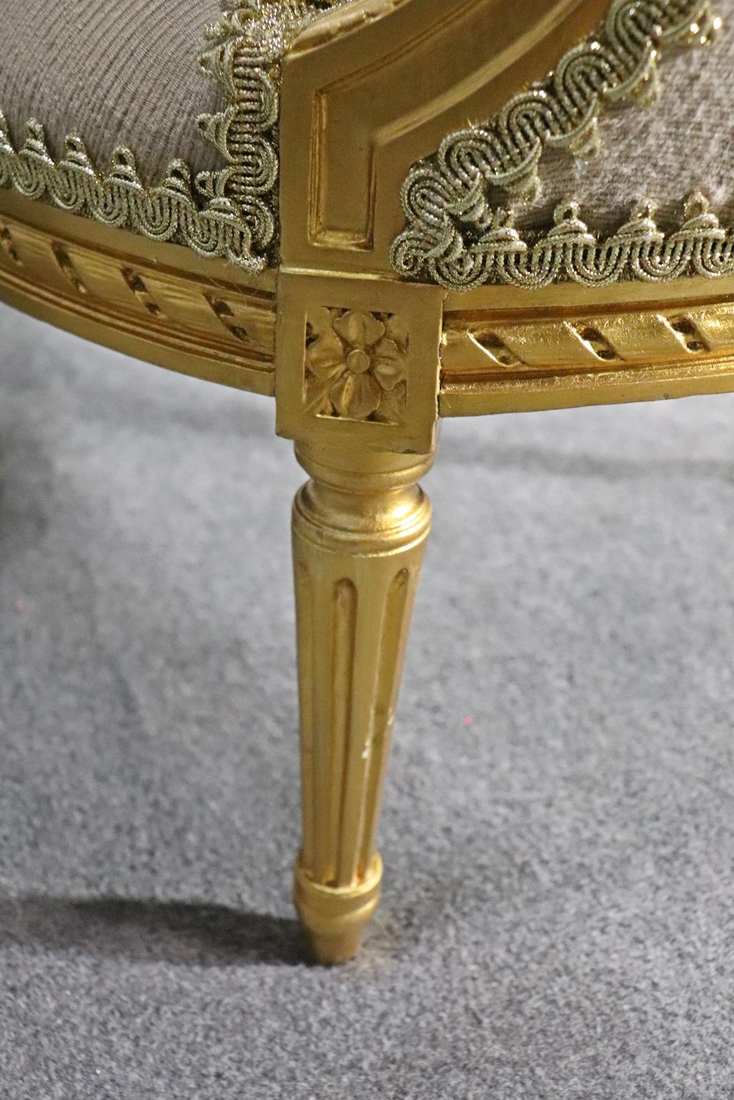 Superb French Gilded Corbeille Form Aubusson Settee Canape, Circa 1940 1