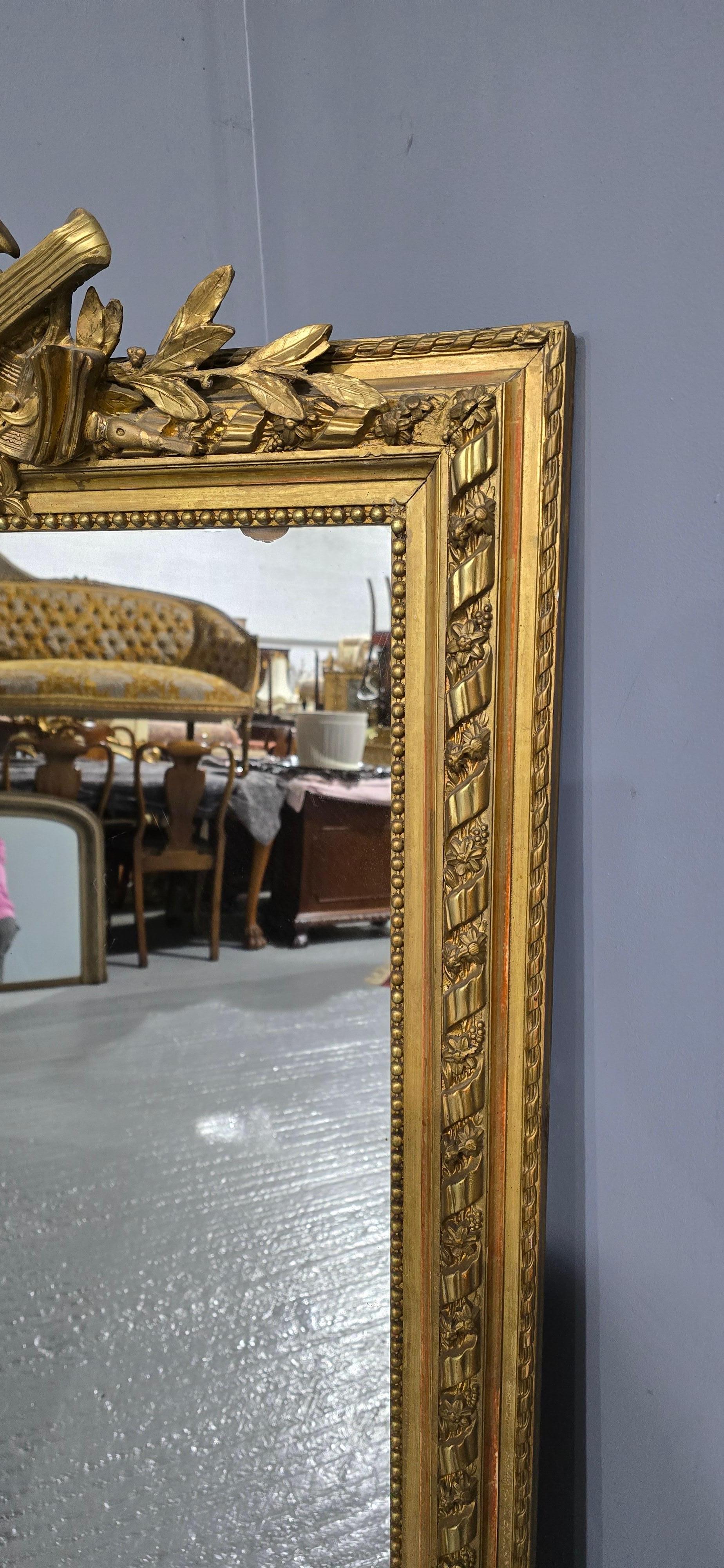 XIXe siècle Superbe miroir d'embarcadère doré à la française en vente