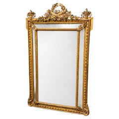 Superb French Louis XV Giltwood and Gesso Monumental Wall Mirror