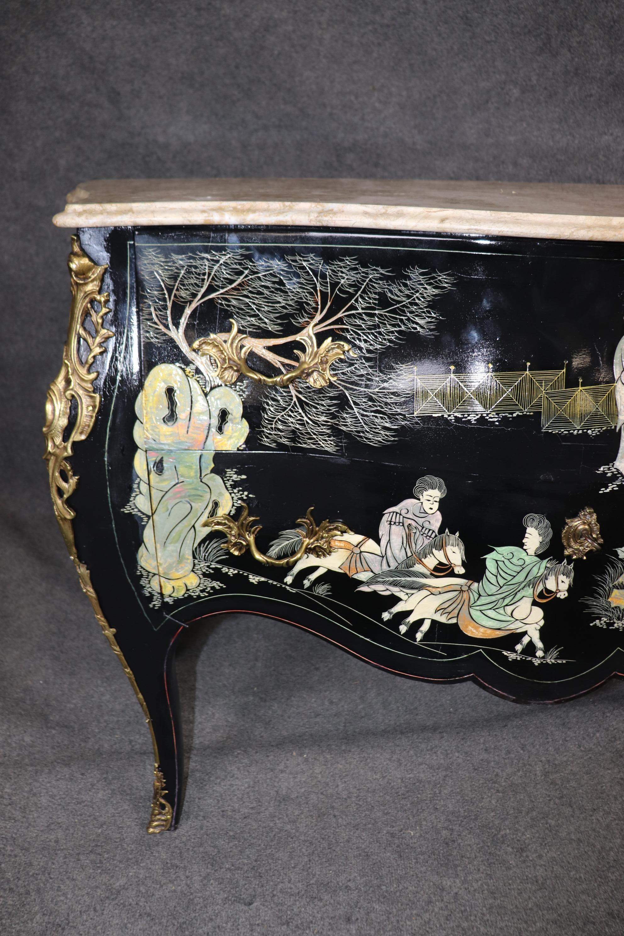Superba commode francese in stile Luigi XV in lacca di Coromandel ebanizzata in vendita 11
