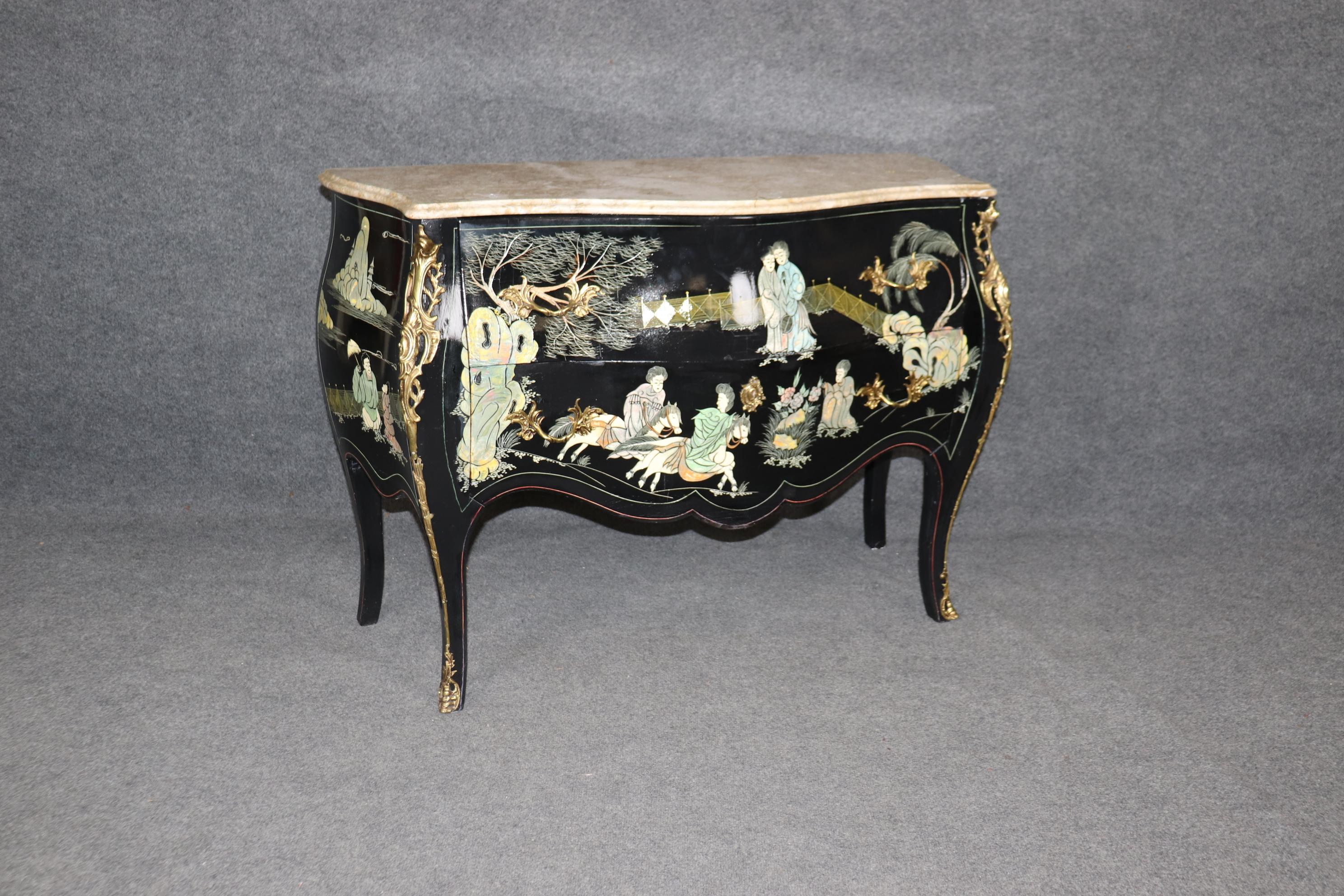 Superba commode francese in stile Luigi XV in lacca di Coromandel ebanizzata In condizioni buone in vendita a Swedesboro, NJ