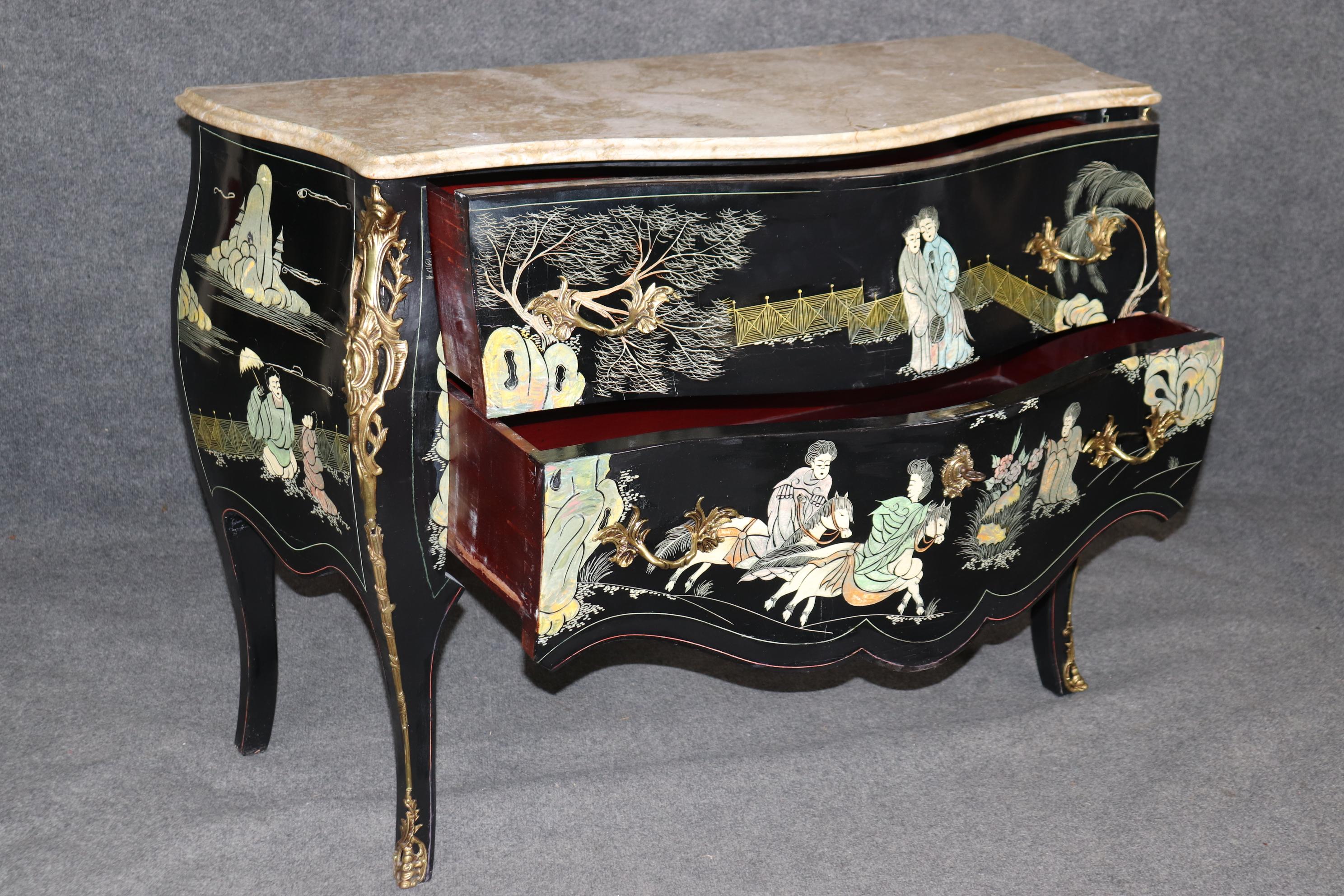 Superba commode francese in stile Luigi XV in lacca di Coromandel ebanizzata in vendita 2