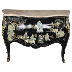 Superb French Louis XV Style Ebonized French Coromandel Lacquer Commode