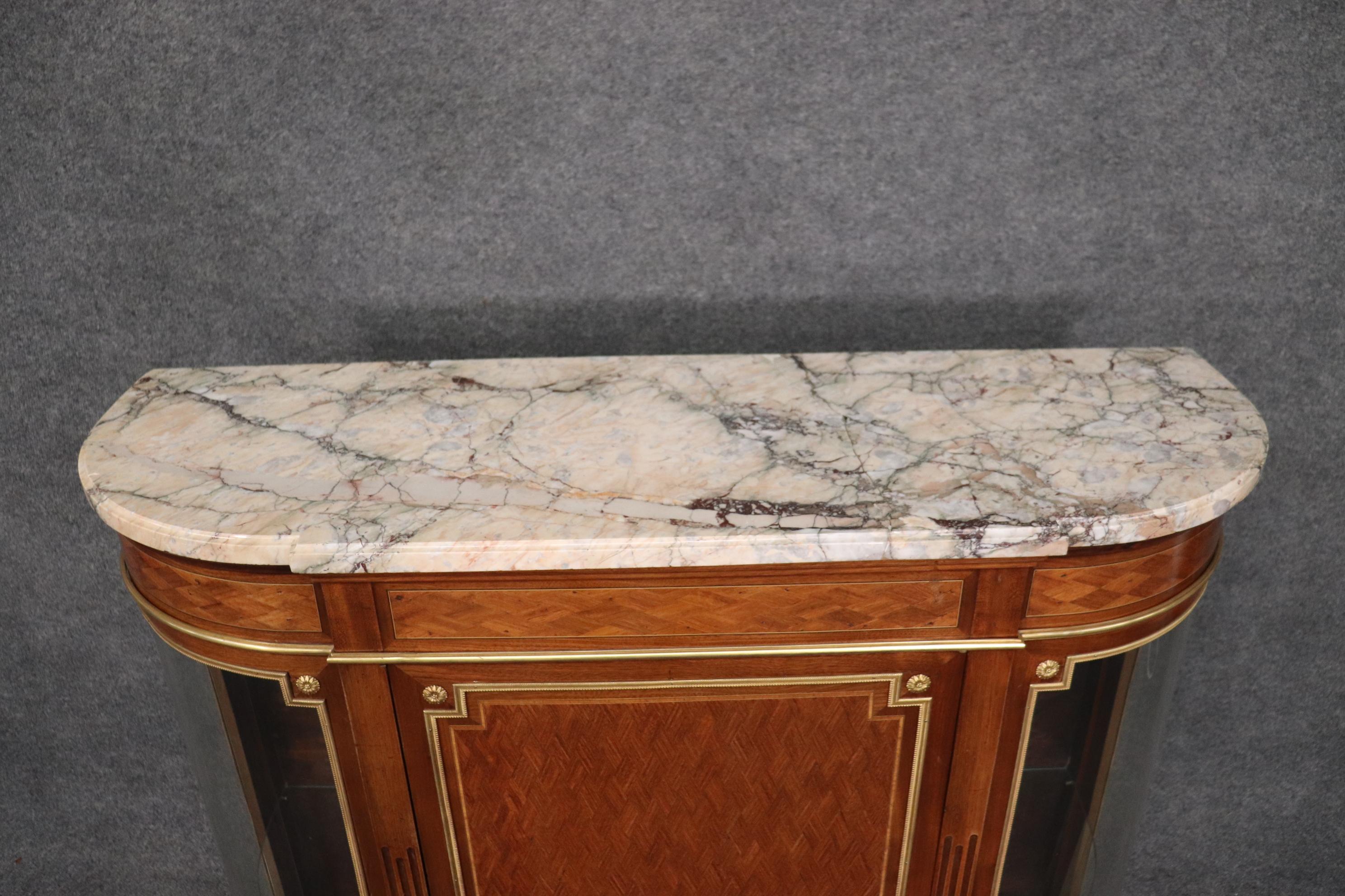Superb French Louis XVI Kingwood Marquetry Marble Top Sideboard Buffet Server 6