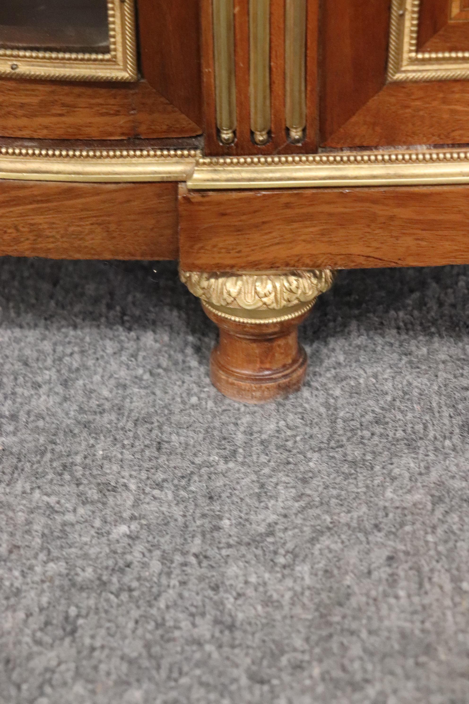 Superb French Louis XVI Kingwood Marquetry Marble Top Sideboard Buffet Server 9