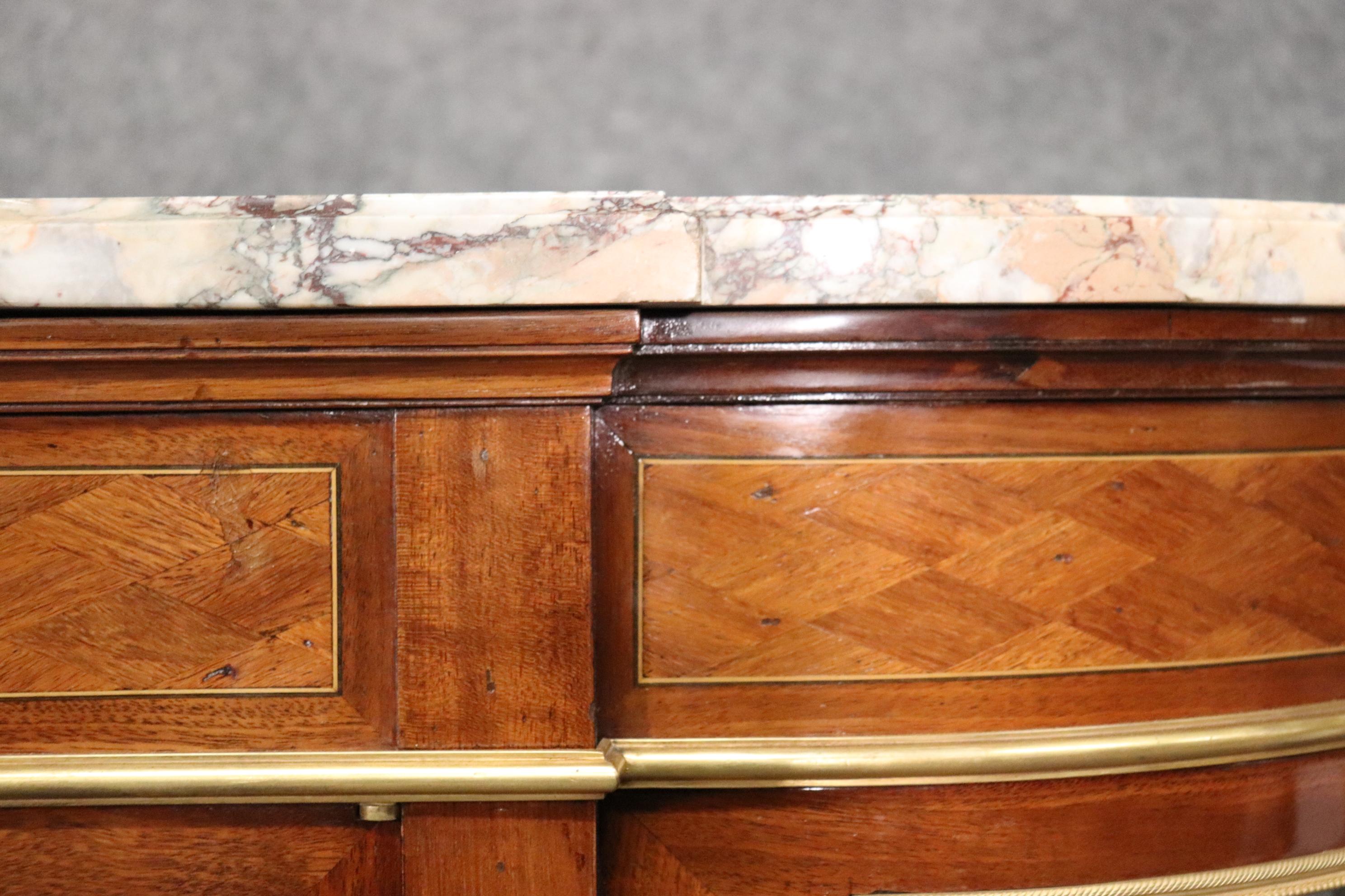 Superb French Louis XVI Kingwood Marquetry Marble Top Sideboard Buffet Server 14