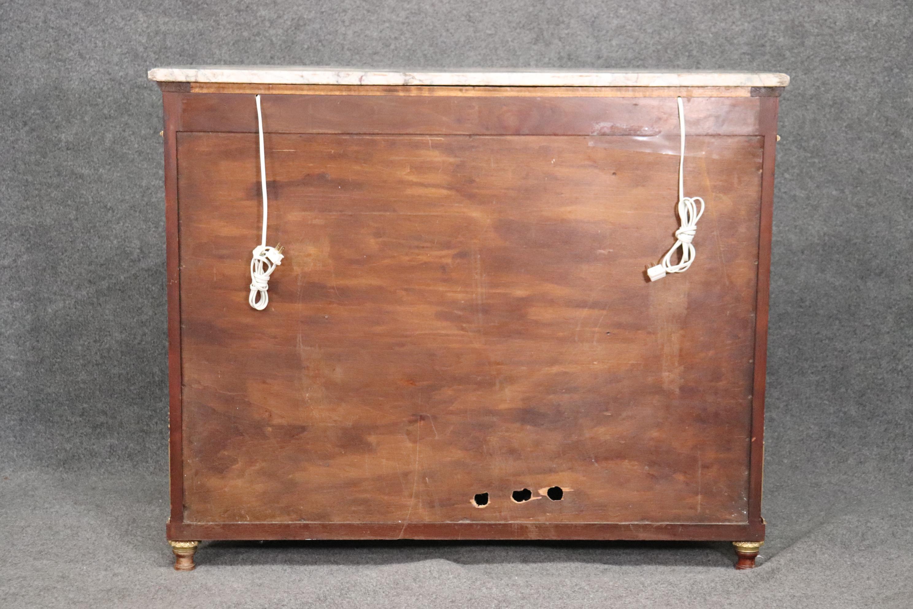 Early 20th Century Superb French Louis XVI Kingwood Marquetry Marble Top Sideboard Buffet Server