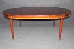 Superb French-Made Maison Jansen Attributed Brass Mounted Mahogany Dining Table