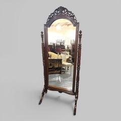 Superb French Mahogany Cheval Mirror