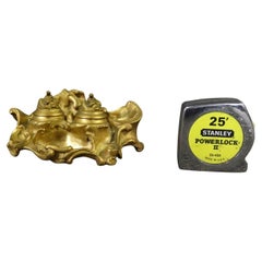 Antique Superb French Rococo Style Bronze Double Inkwell for Desk