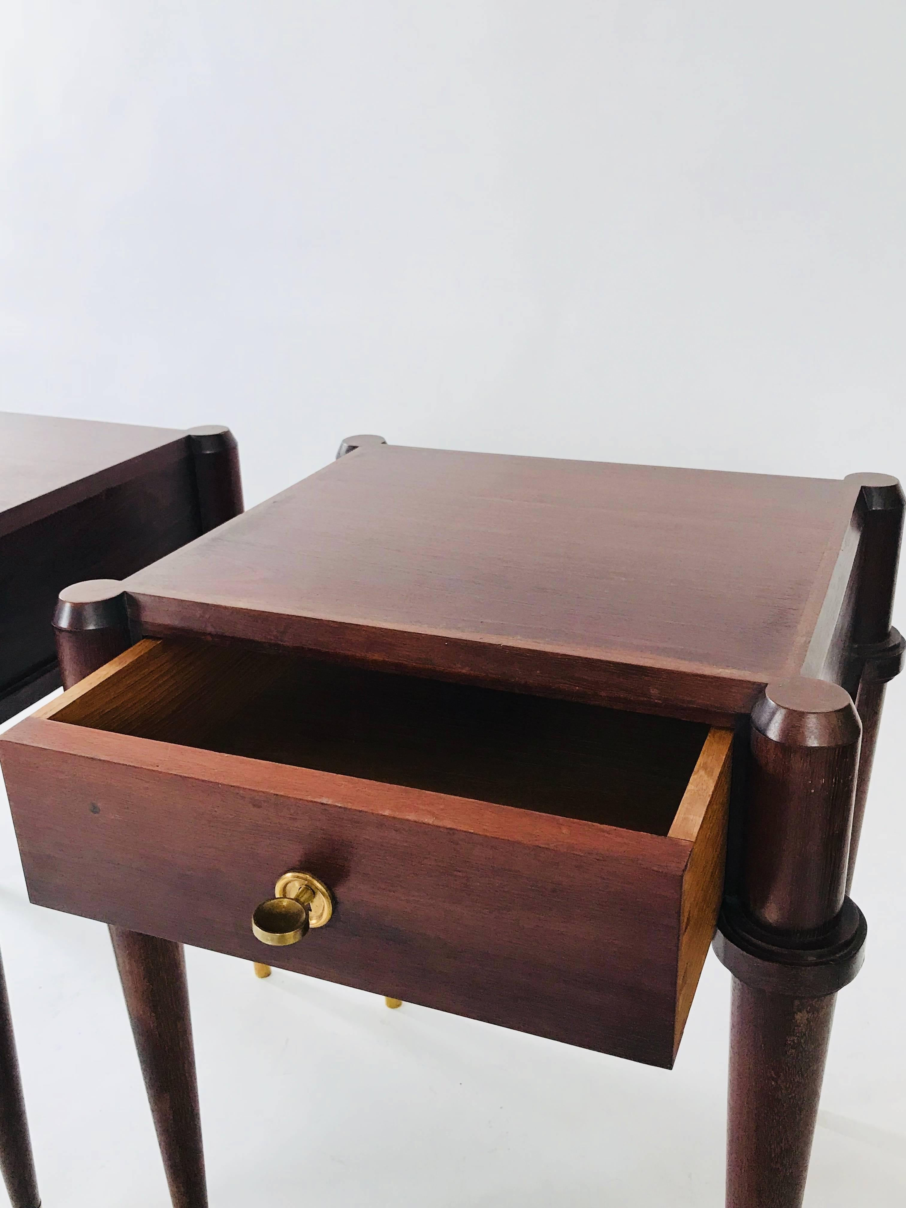 Superb French Solid Mahogany Bedside Tables In Excellent Condition In Brooklyn, NY