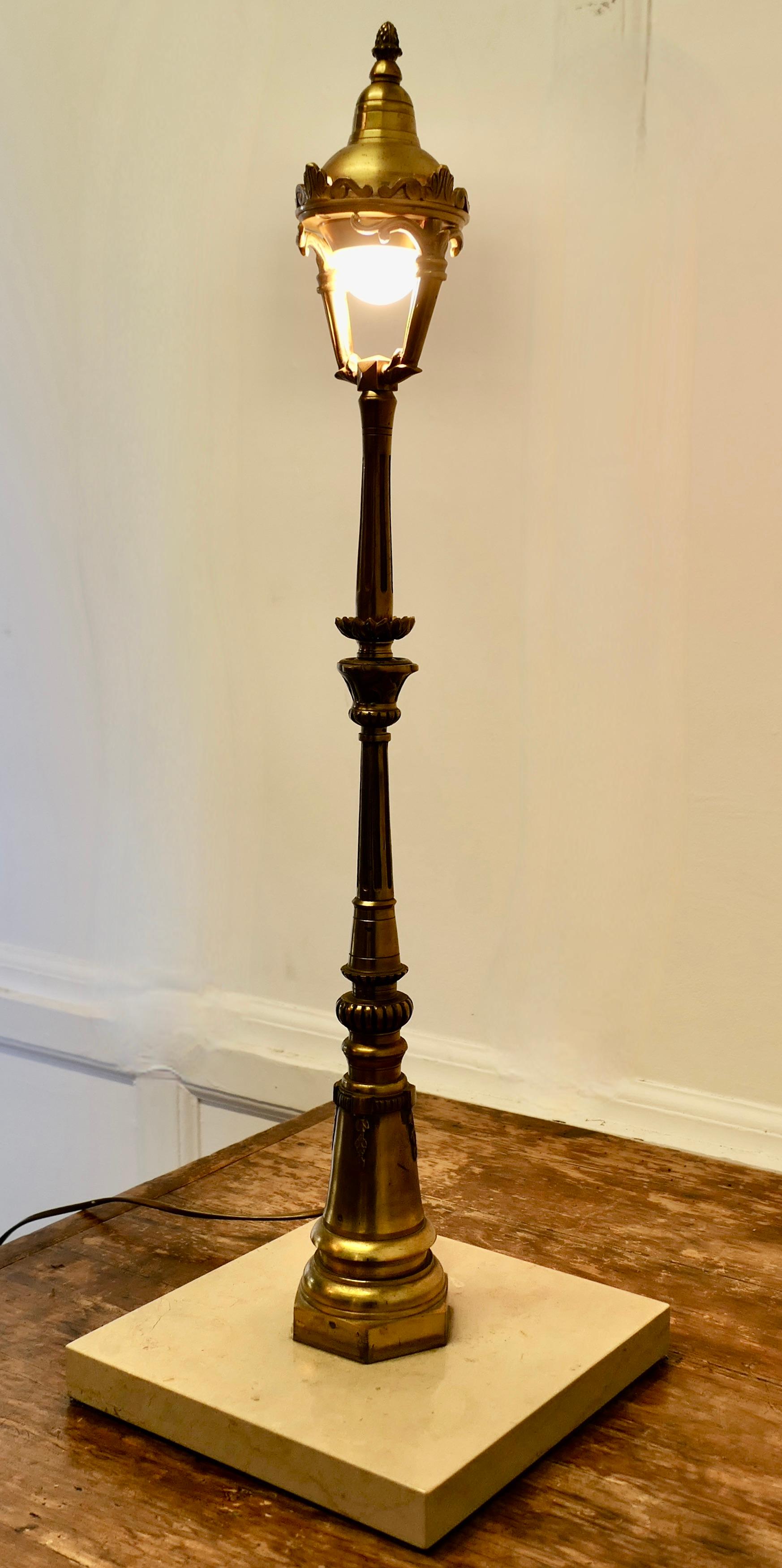 Brass Superb French Table Lamp Modelled on a Paris Street Lamp For Sale