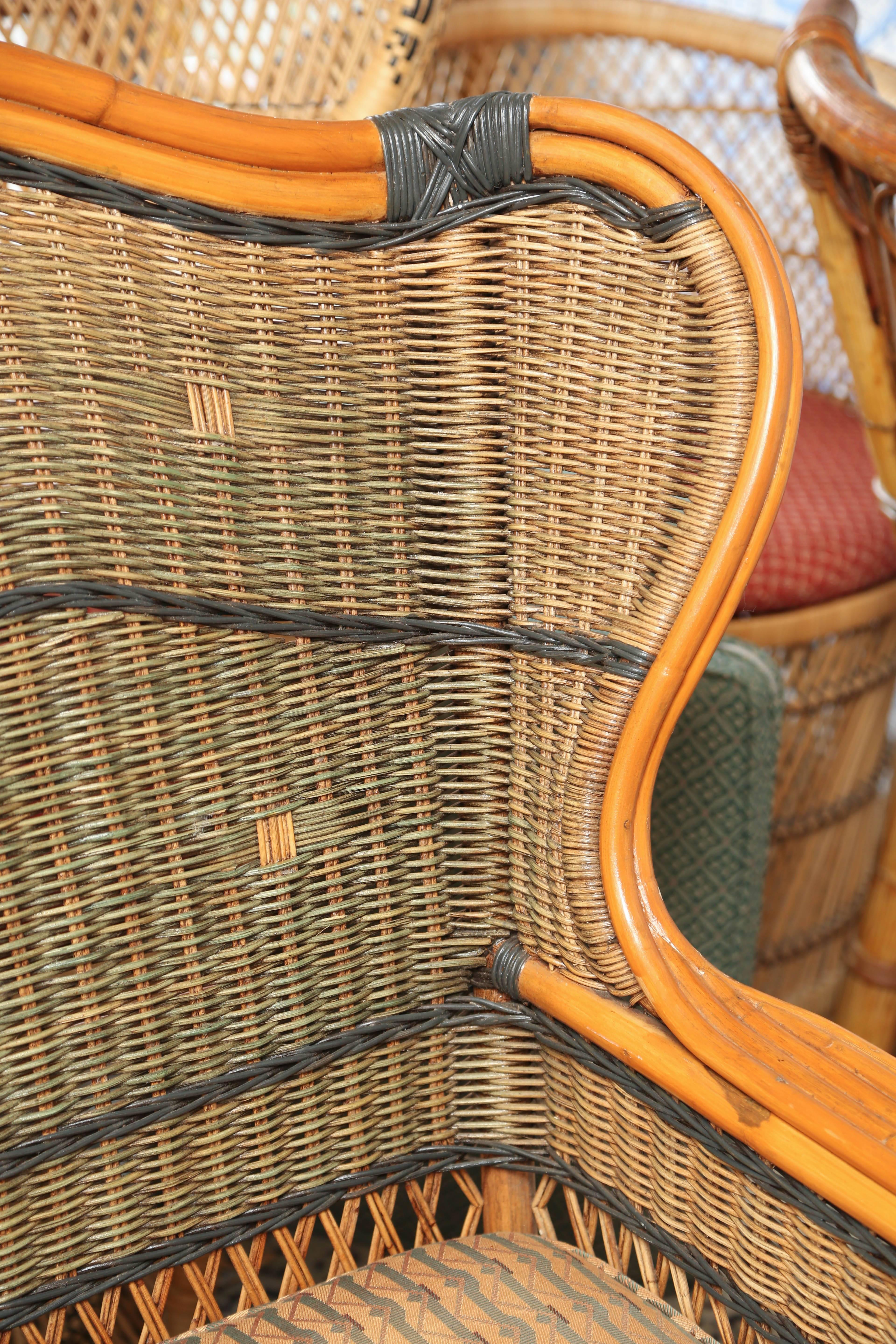 Superb French Vintage Five-Piece Wicker Porch Set by Grange 6