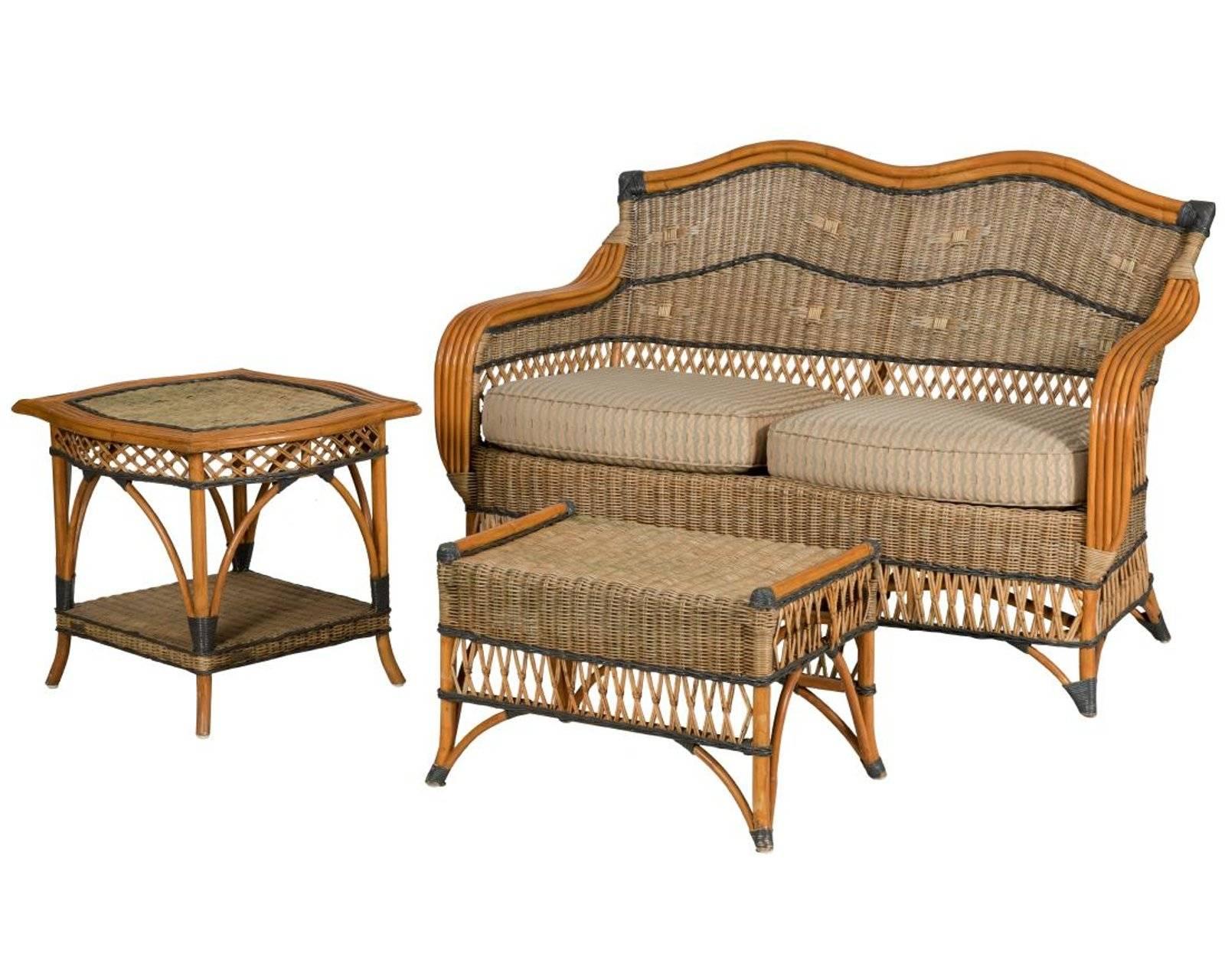 
 Grange five-piece French wicker porch set. Dimensions: Loveseat - 38