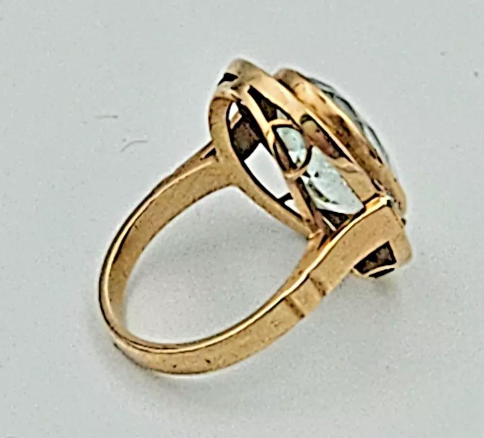 Women's superb Gentleman's 14kt yellow gold  aquamarine ring circa 1920s For Sale