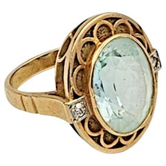 superb Gentleman's 14kt yellow gold  aquamarine ring circa 1920s