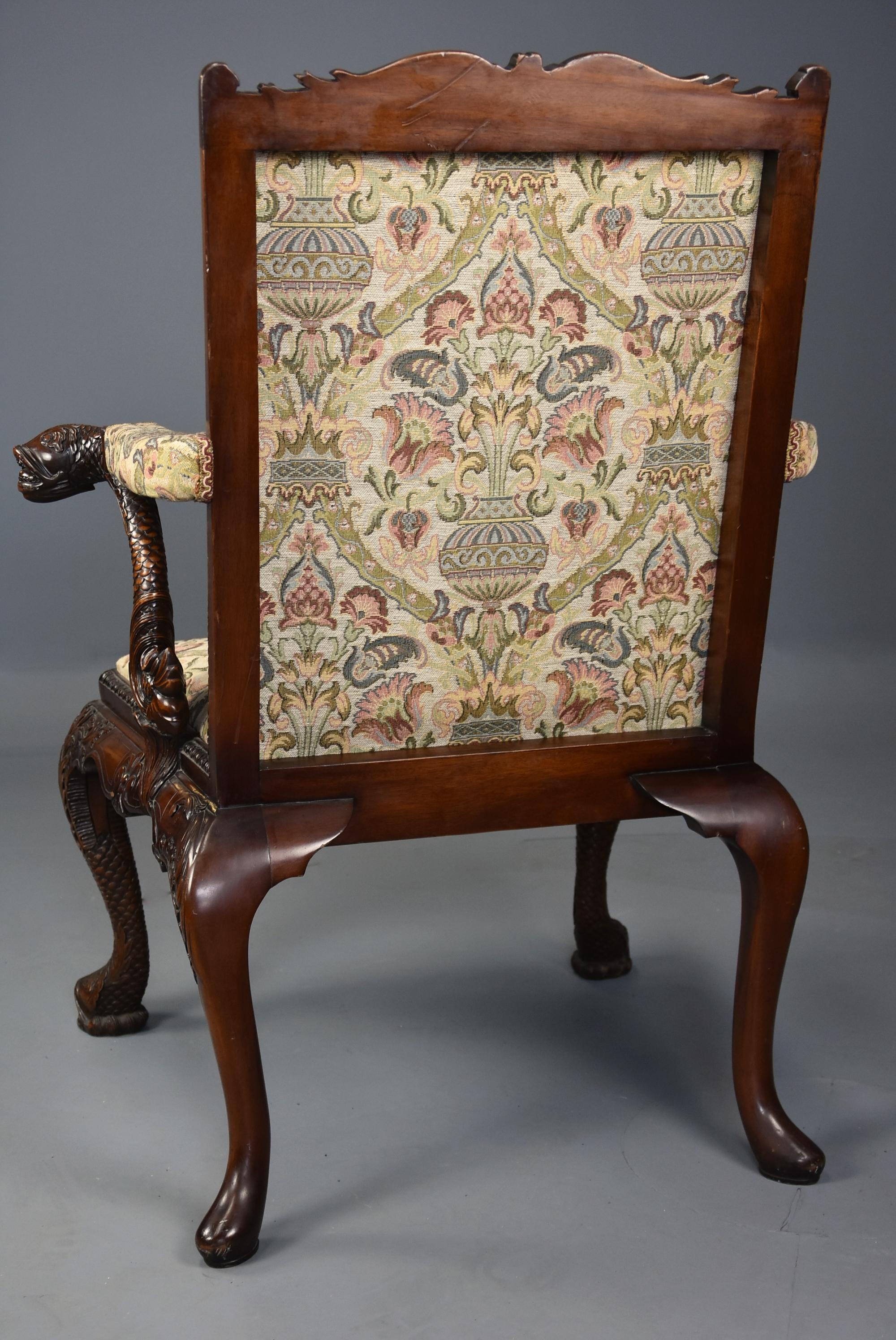 Superb George II Style Mahogany Gainsborough Open Armchair or Library Chair For Sale 9