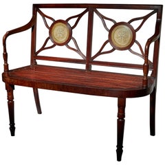 Superb George III 18th Century Mahogany Hall Bench / Window Seat Armchair