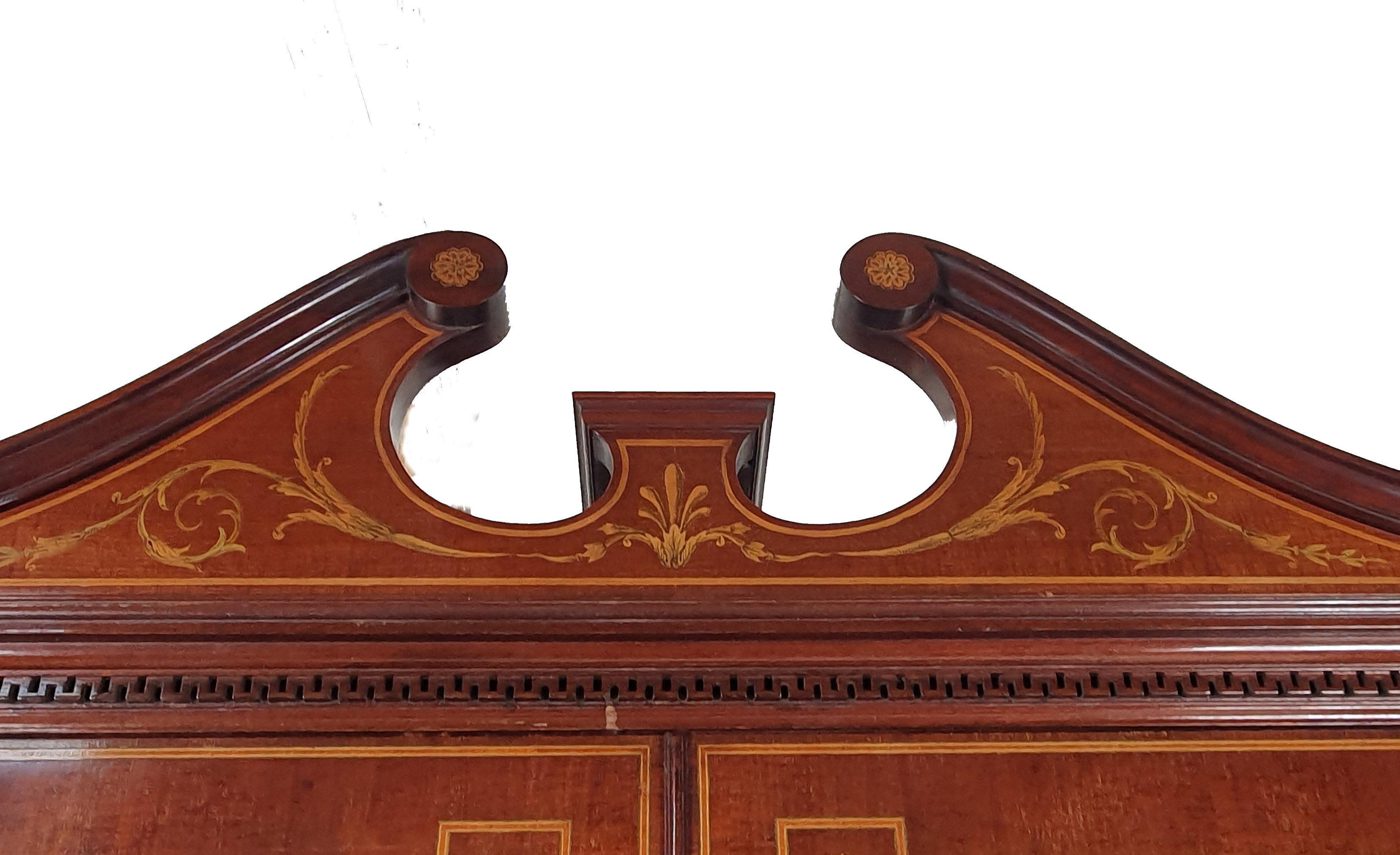 19th Century Superb George III Marquetry Inlaid Mahogany Bureau Bookcase