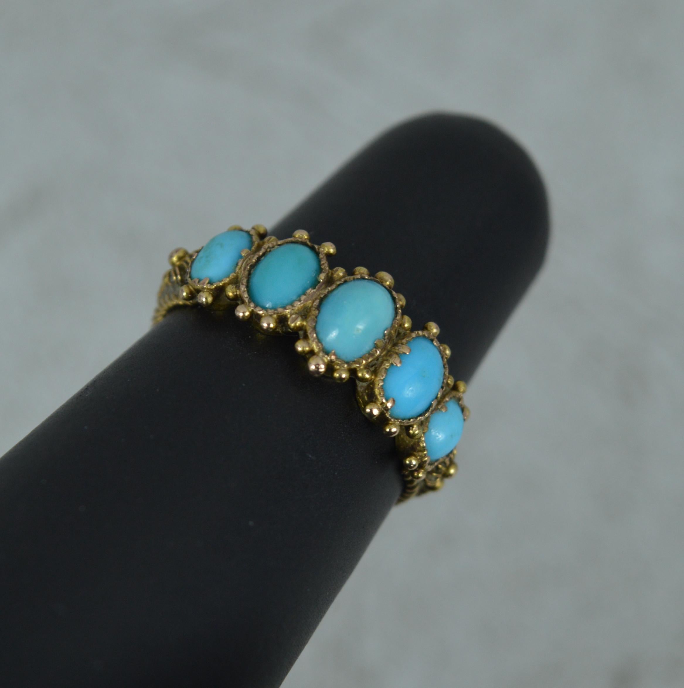 Superb Georgian 15ct Gold and Turquoise Floral Cluster Ring 4