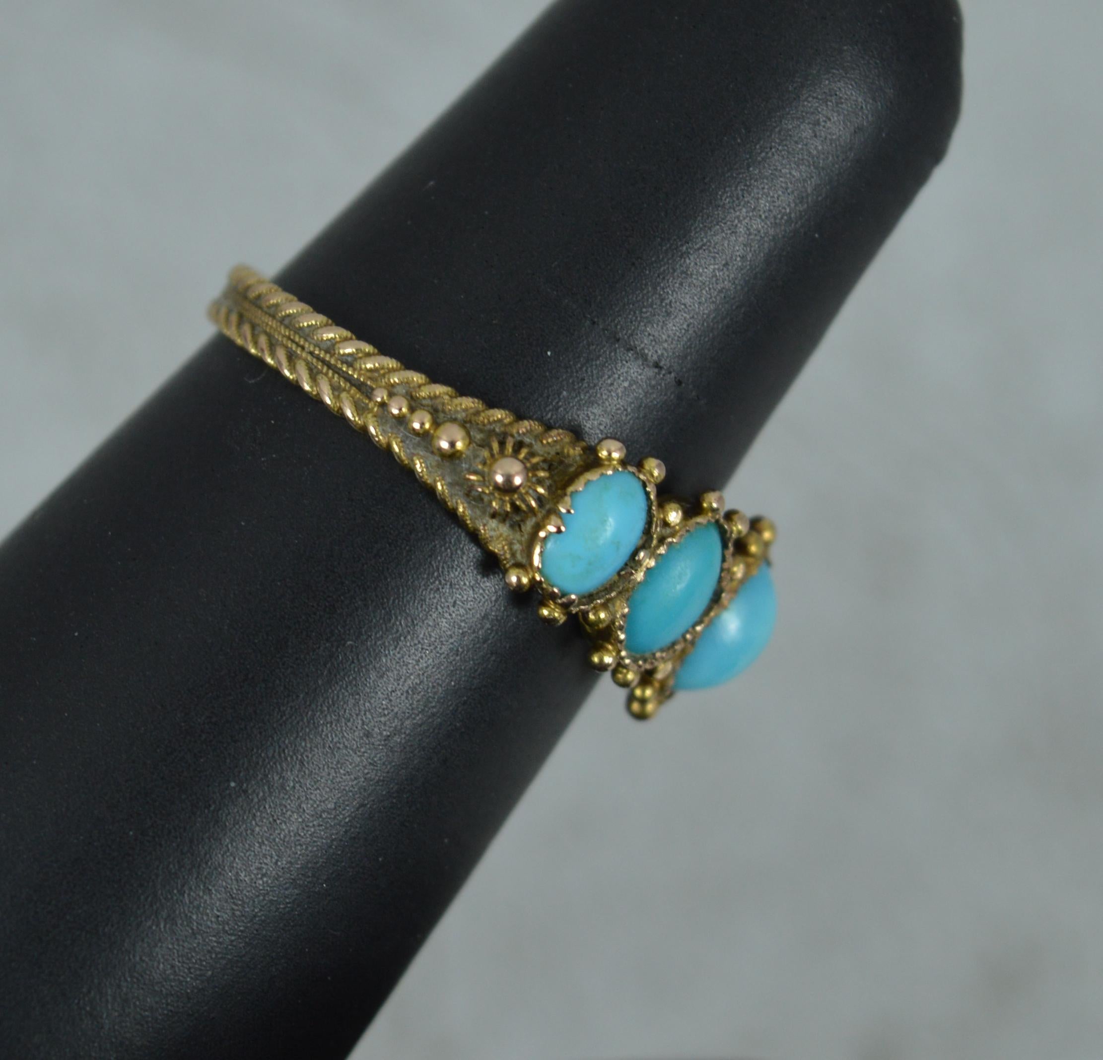 Superb Georgian 15ct Gold and Turquoise Floral Cluster Ring 2