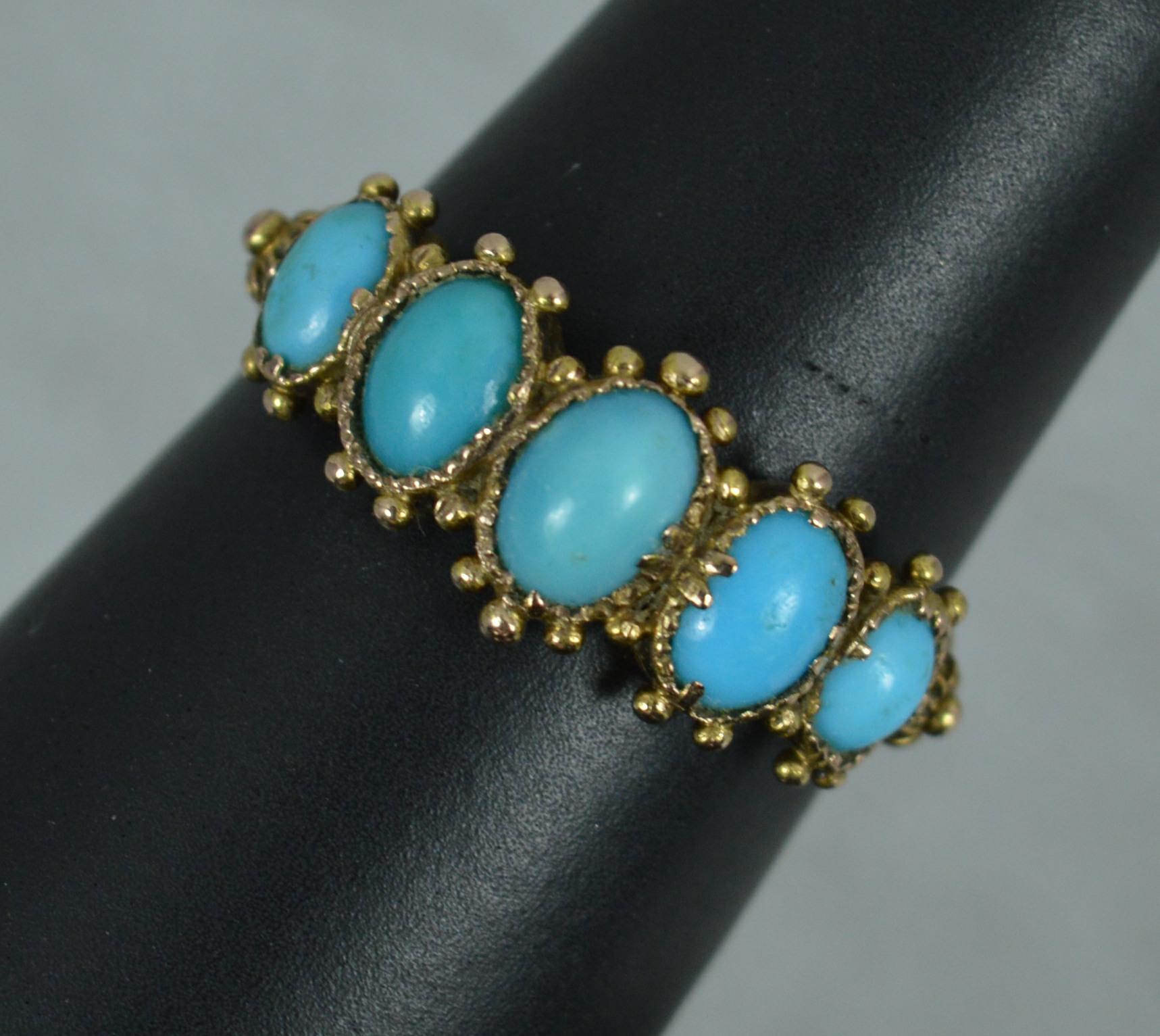 Superb Georgian 15ct Gold and Turquoise Floral Cluster Ring 3