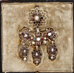 Superb Georgian Garnet and Pearl Bow Pendant