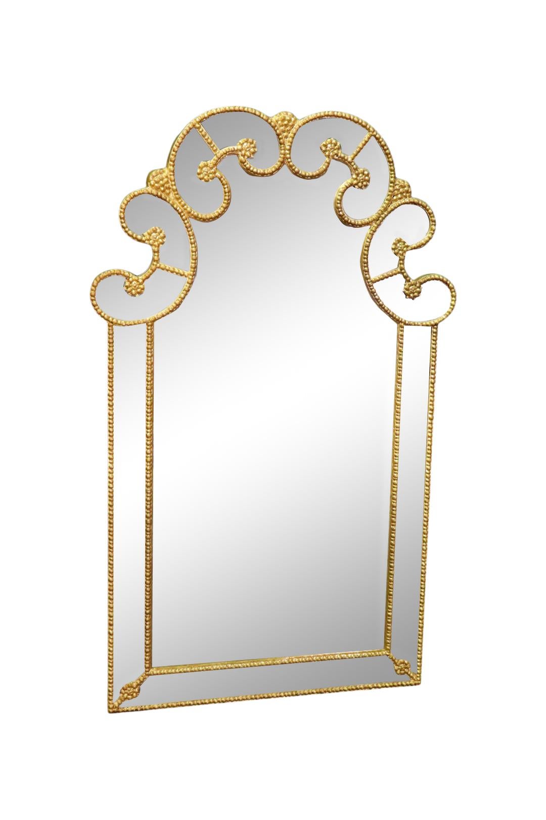 Superb Gilded Frame Hollywood Regency Wall Mirror Draper Era  In Good Condition For Sale In Swedesboro, NJ