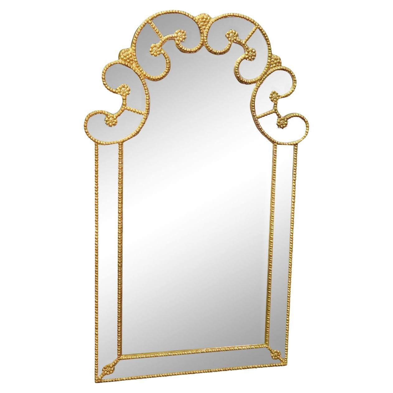Superb Gilded Frame Hollywood Regency Wall Mirror Draper Era  For Sale