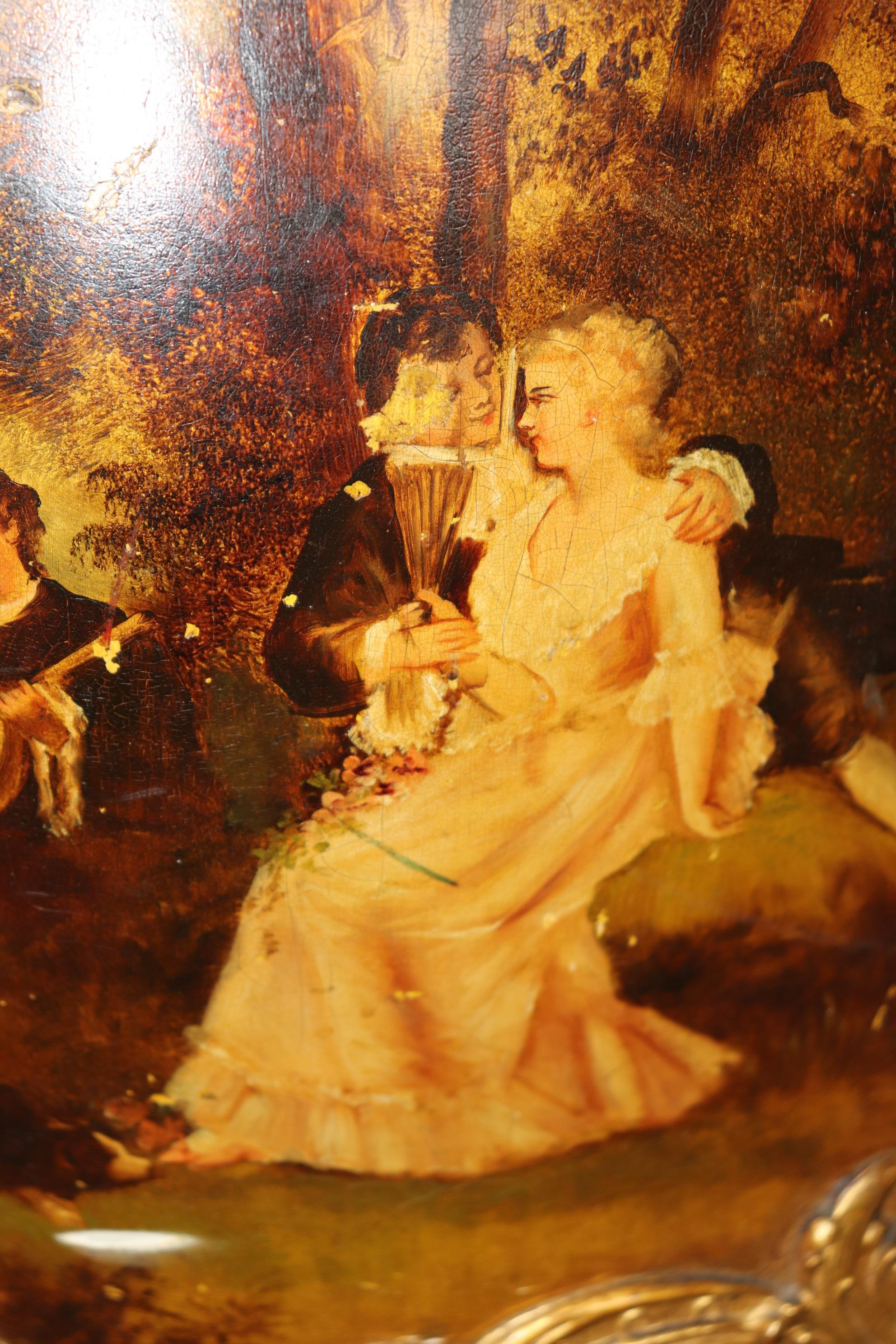 Gold Leaf Superb Gilded Vernis Martin French Louis XV Style Painted Vitrine For Sale