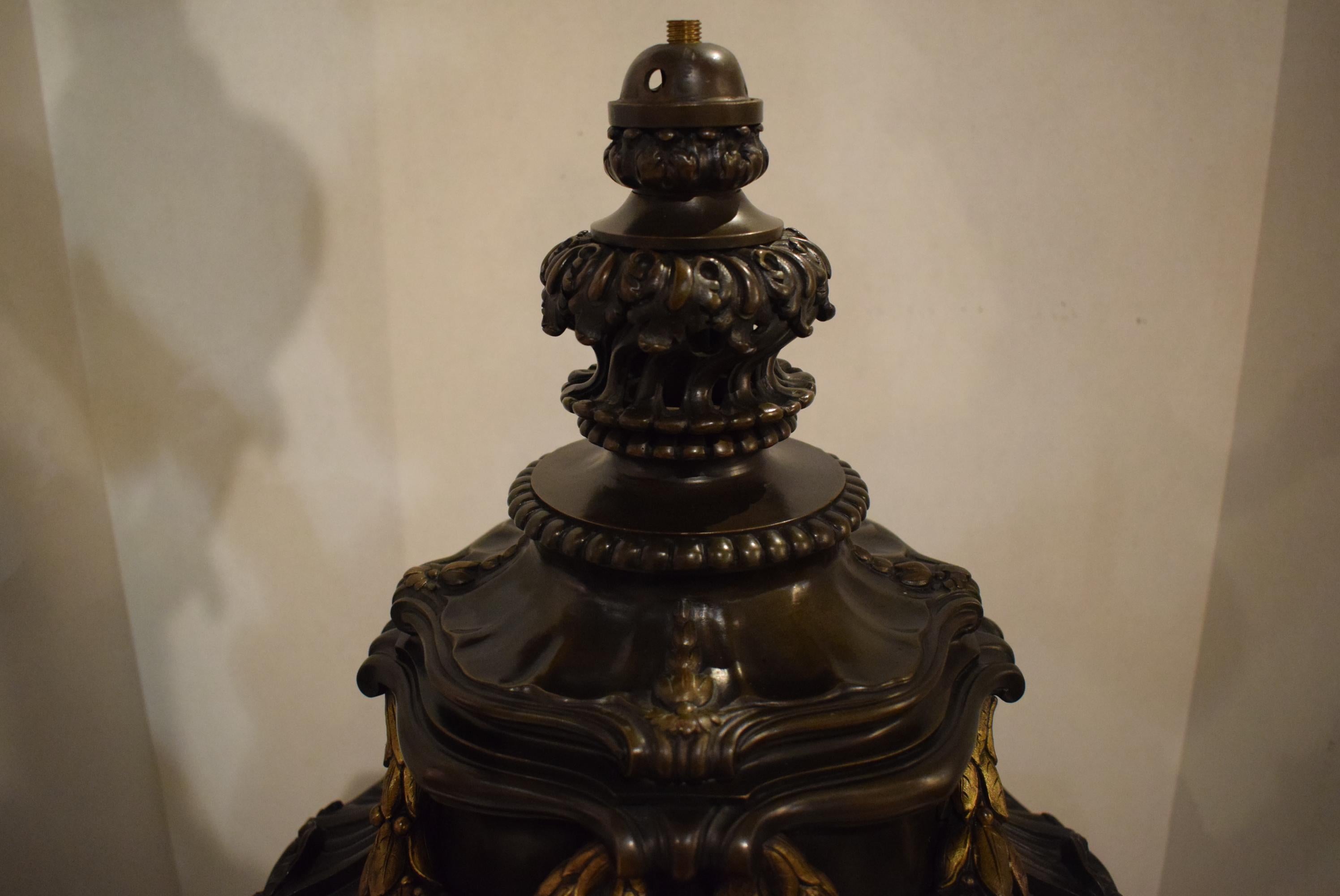 Early 20th Century Superb Gilt and Patinated Bronze Newell Post For Sale