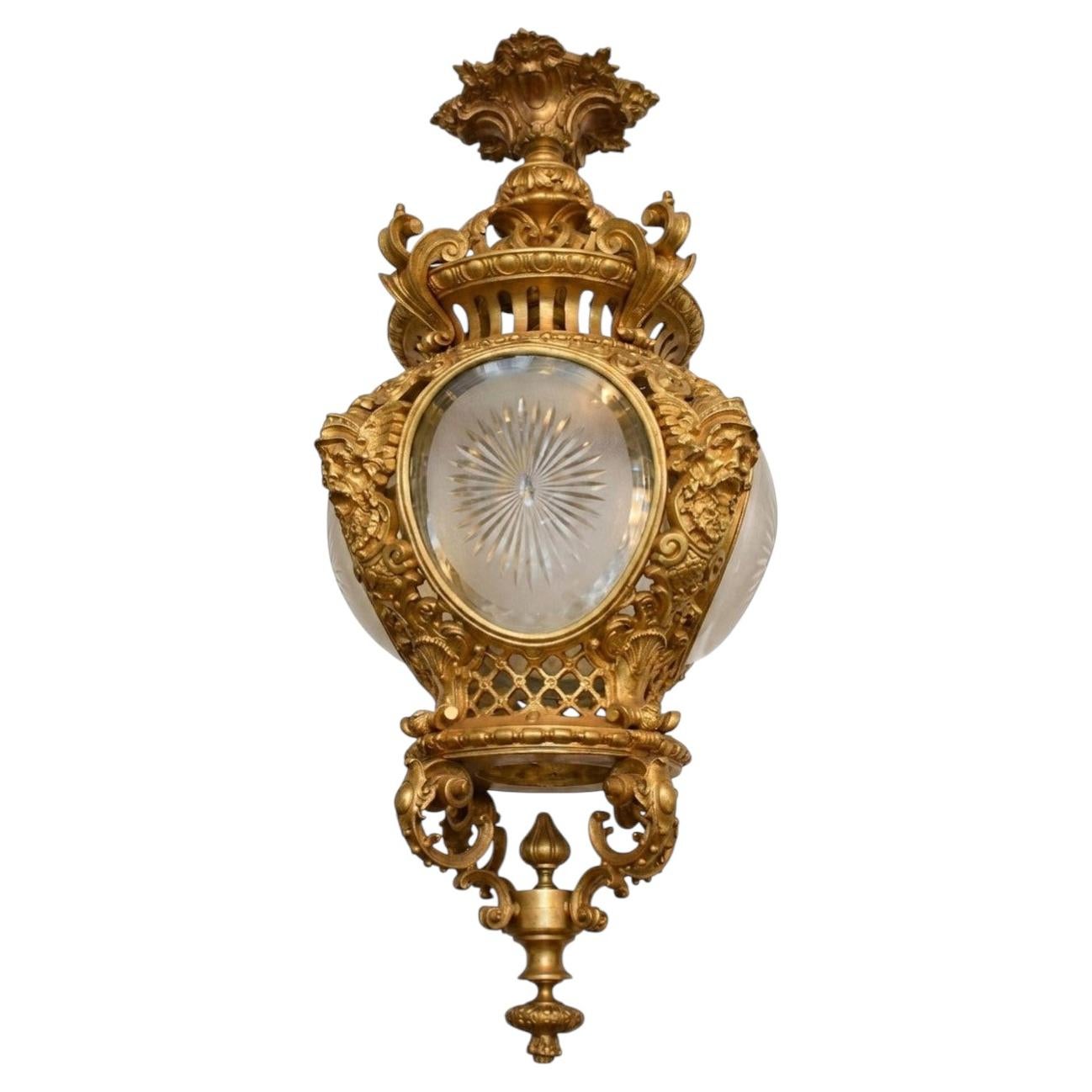 Superb Gilt Bronze and Crystal Lantern, France, circa 1900