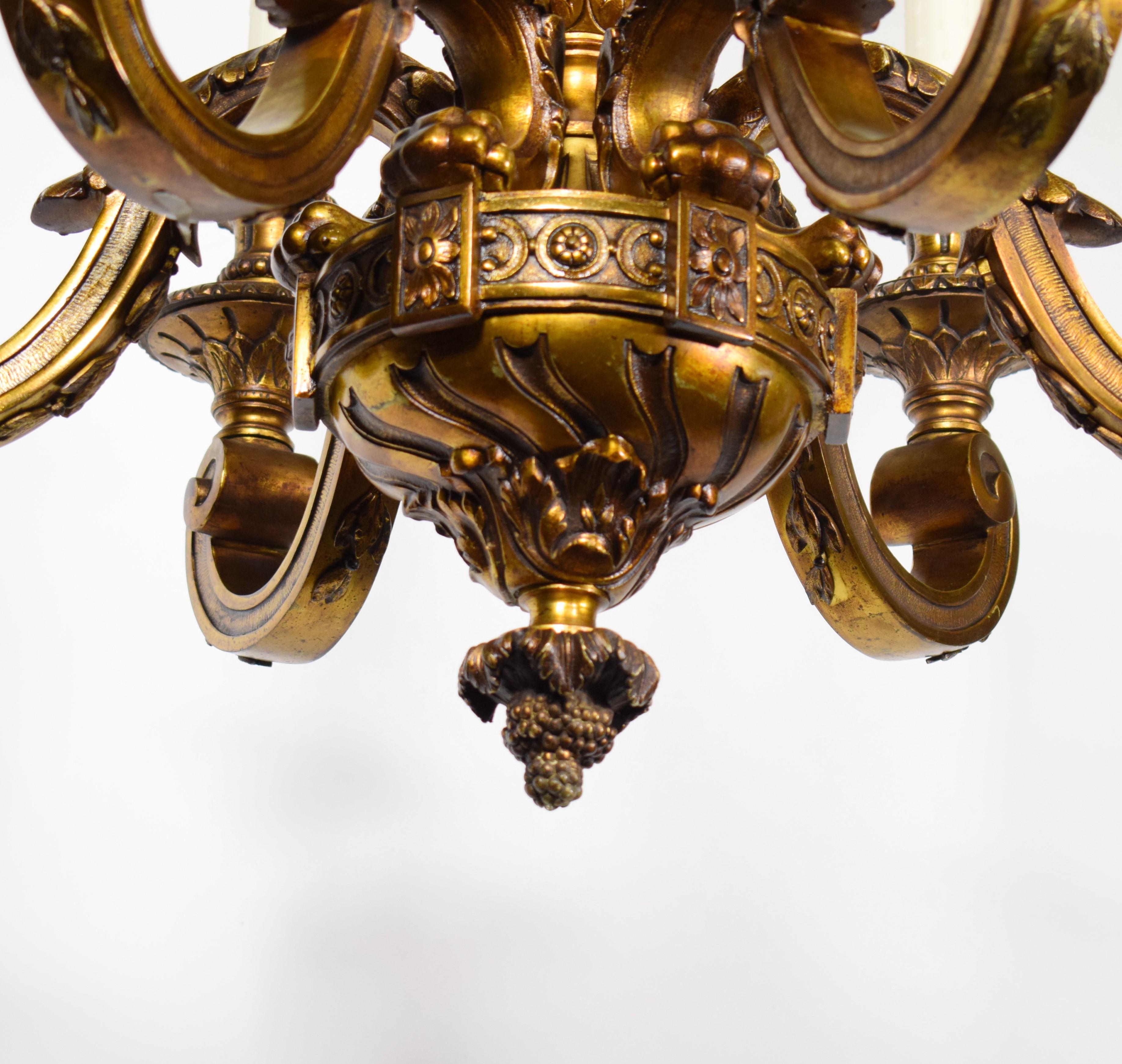 Superb Gilt Bronze Louis XVI Style Chandelier 4