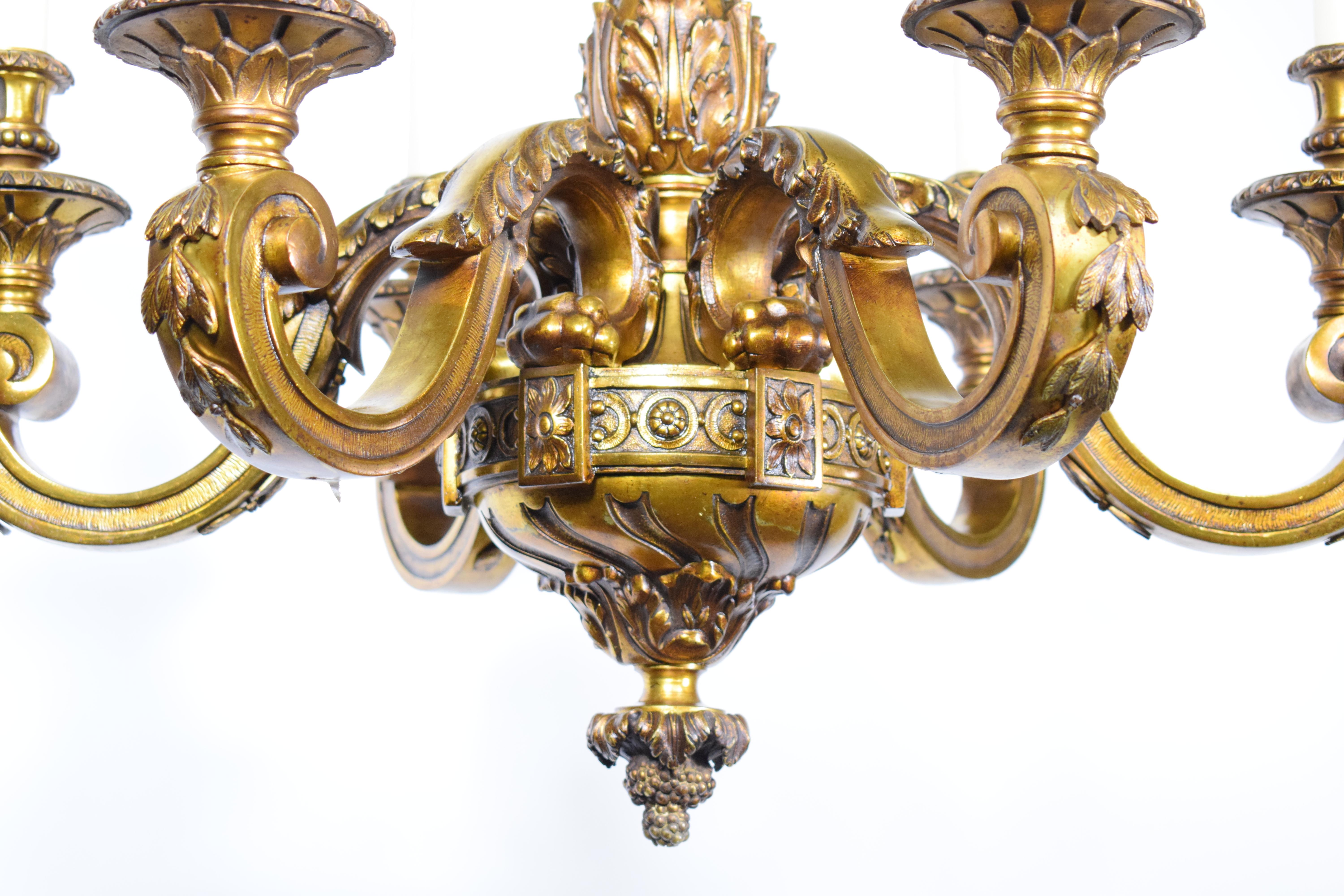 Superb Gilt Bronze Louis XVI Style Chandelier 6