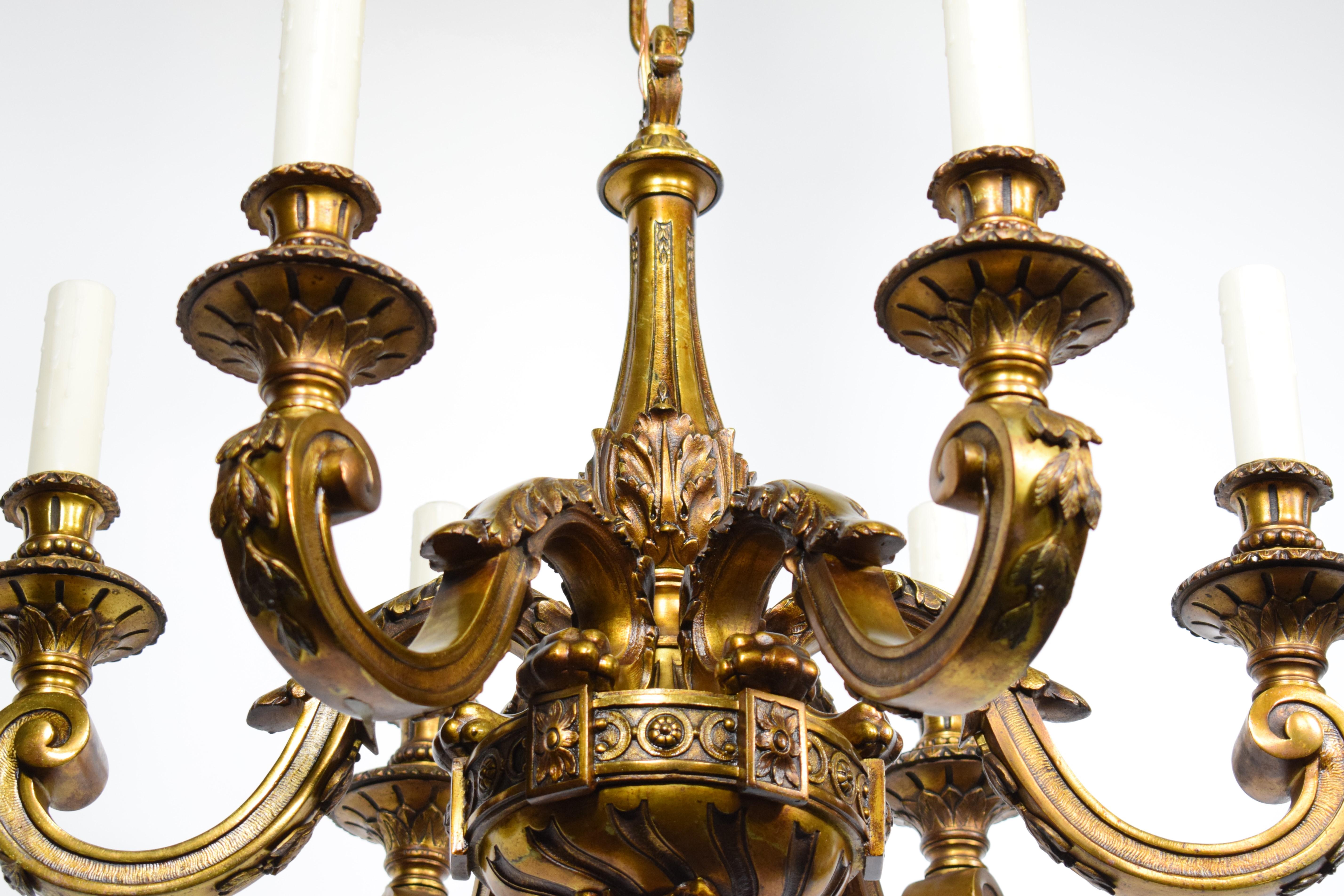 Louis XIV Superb Gilt Bronze Louis XVI Style Chandelier