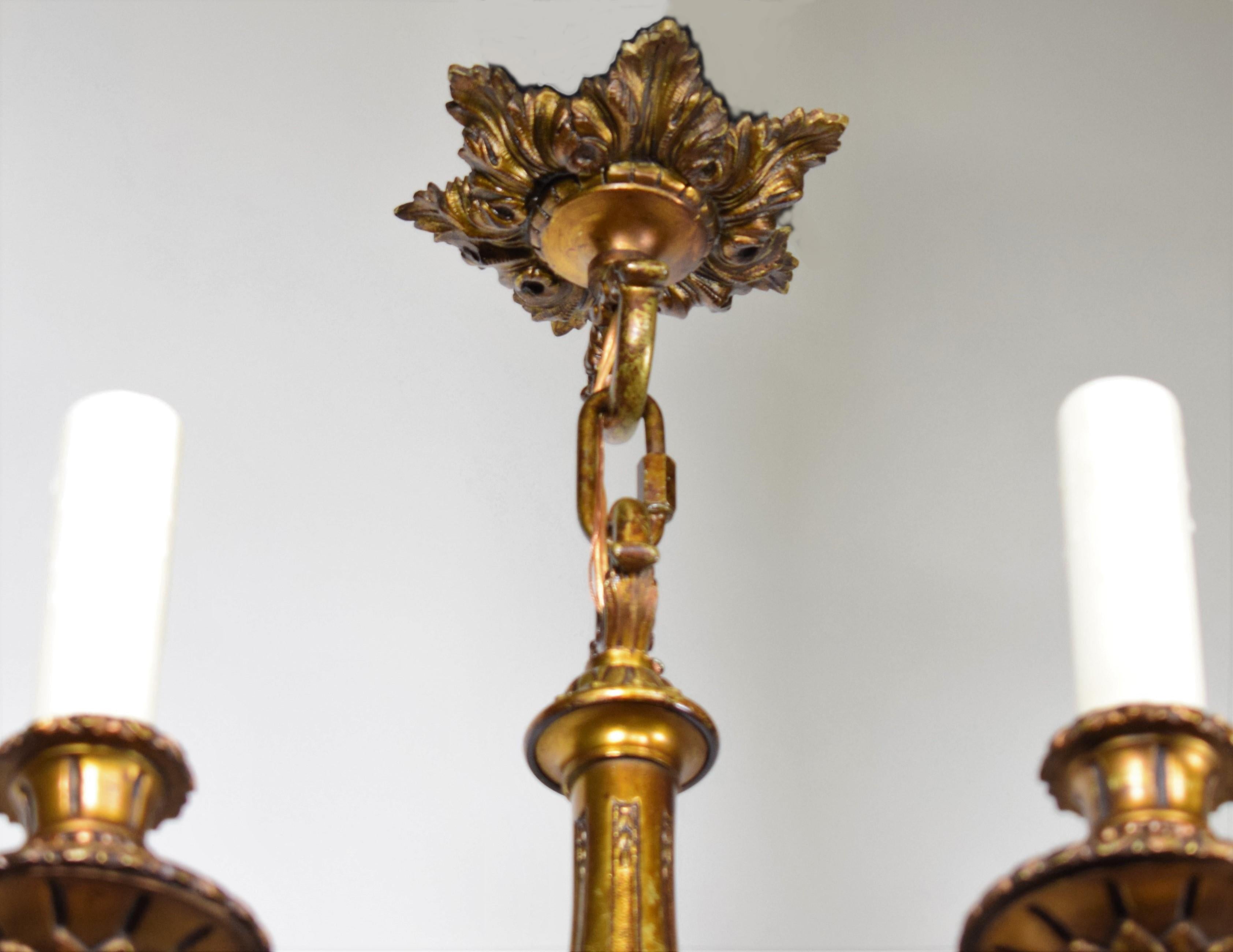 Superb Gilt Bronze Louis XVI Style Chandelier 1