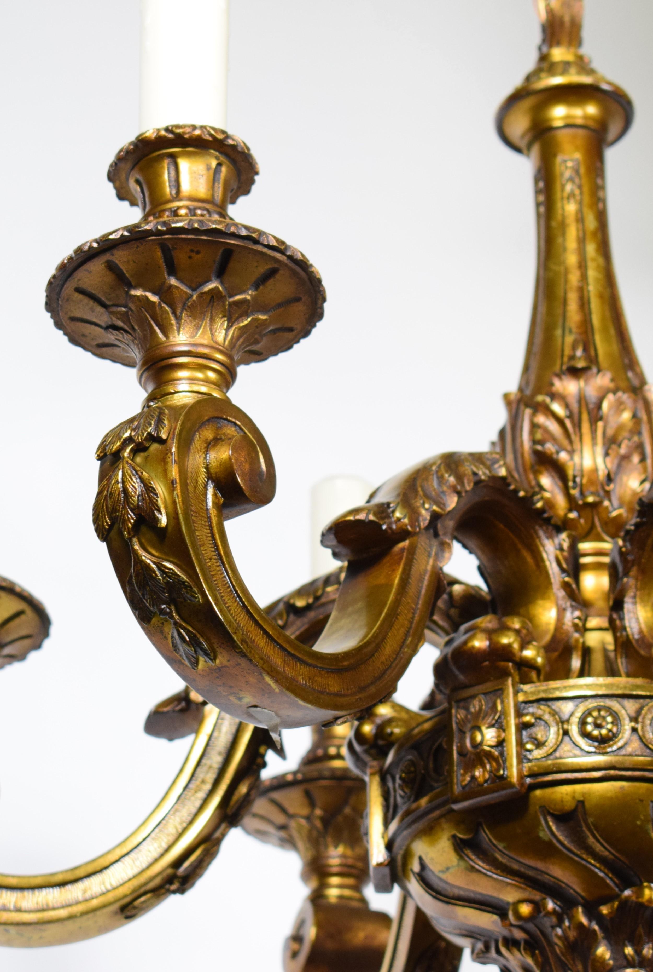 Superb Gilt Bronze Louis XVI Style Chandelier 2