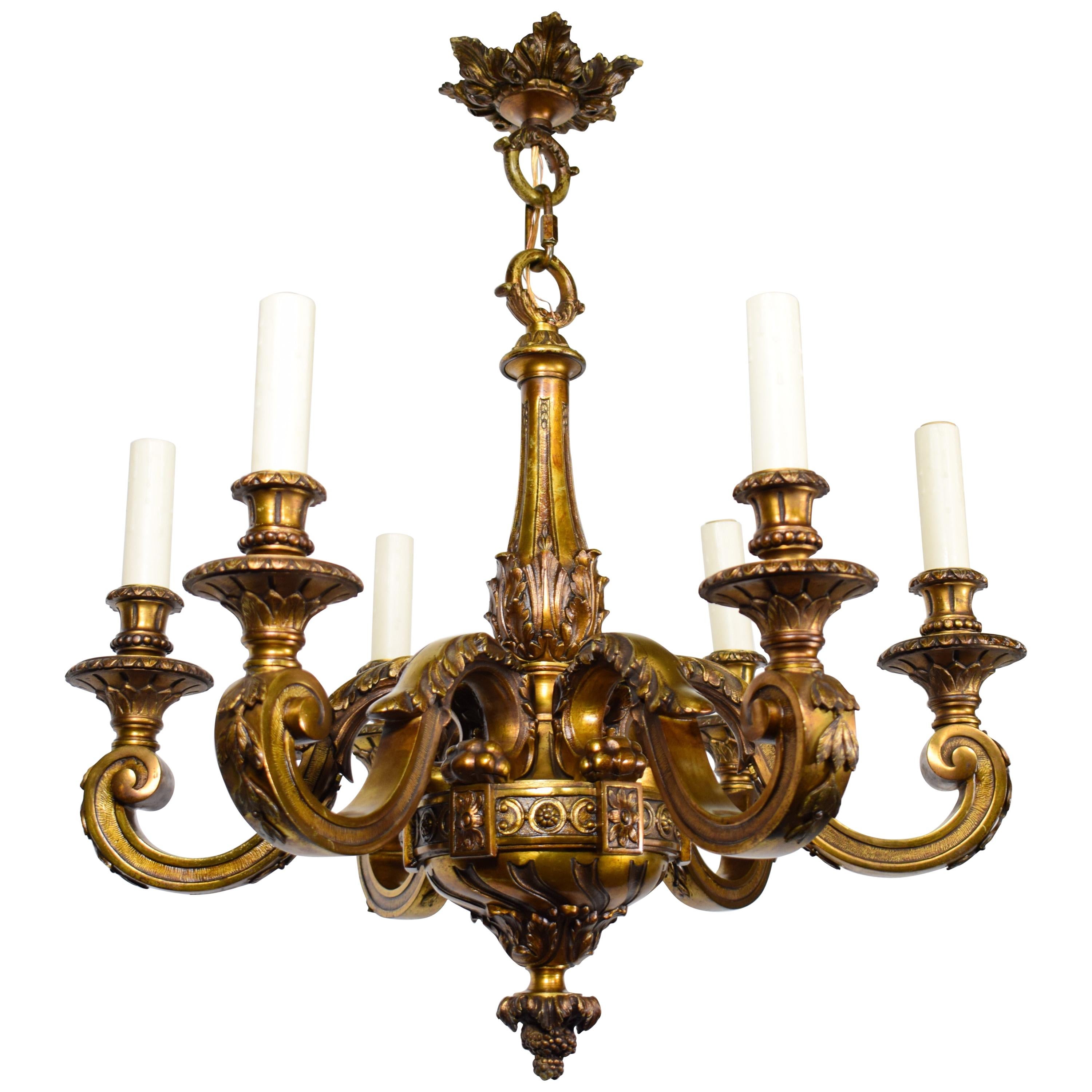 Superb Gilt Bronze Louis XVI Style Chandelier