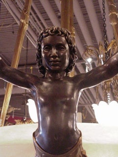Superb Gilt Bronze & Patinated Bronze Chandelier