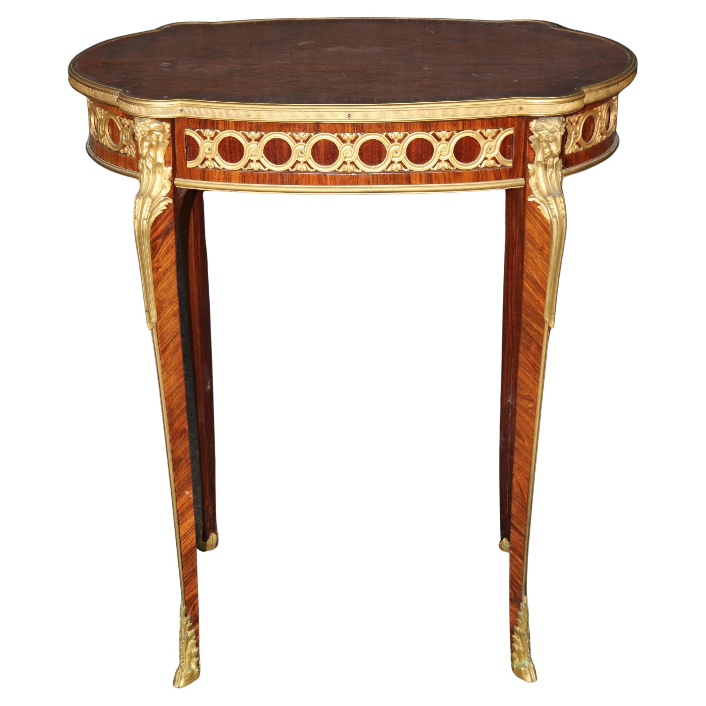 Superb Gold Dore' Bronze Ormolu Louis XV Marquetry Occasional or Tea Table