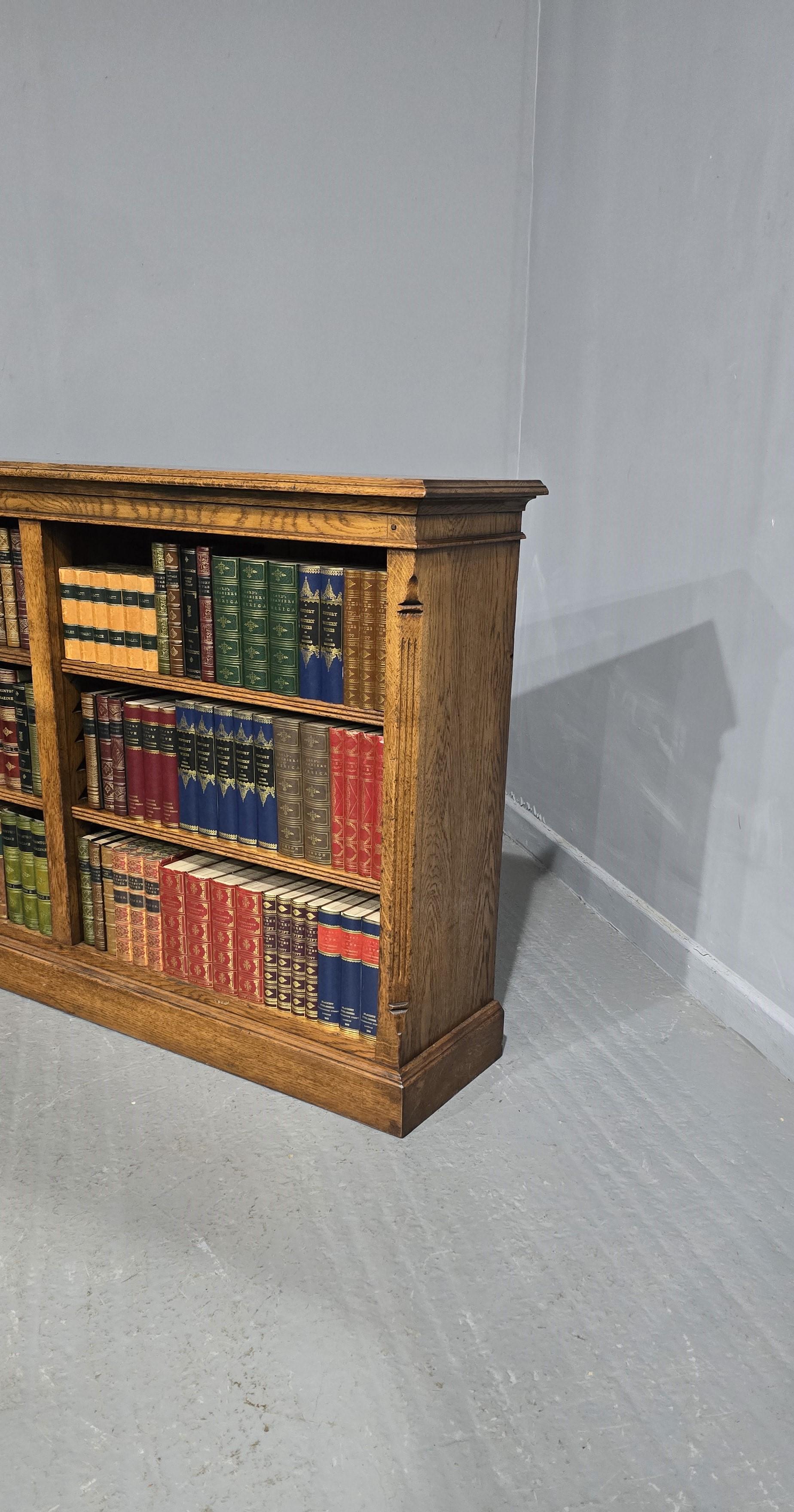 Victorian Superb Golden Oak Open Adjustable Library Bookcase For Sale