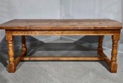 Superb Golden Oak Plank Dining Refrectory Kitchen Farmhouse Table