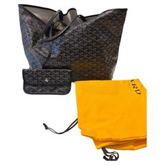 Superb GOYARD Black Canvas Goyardine Saint Louis GM with Dust Cover