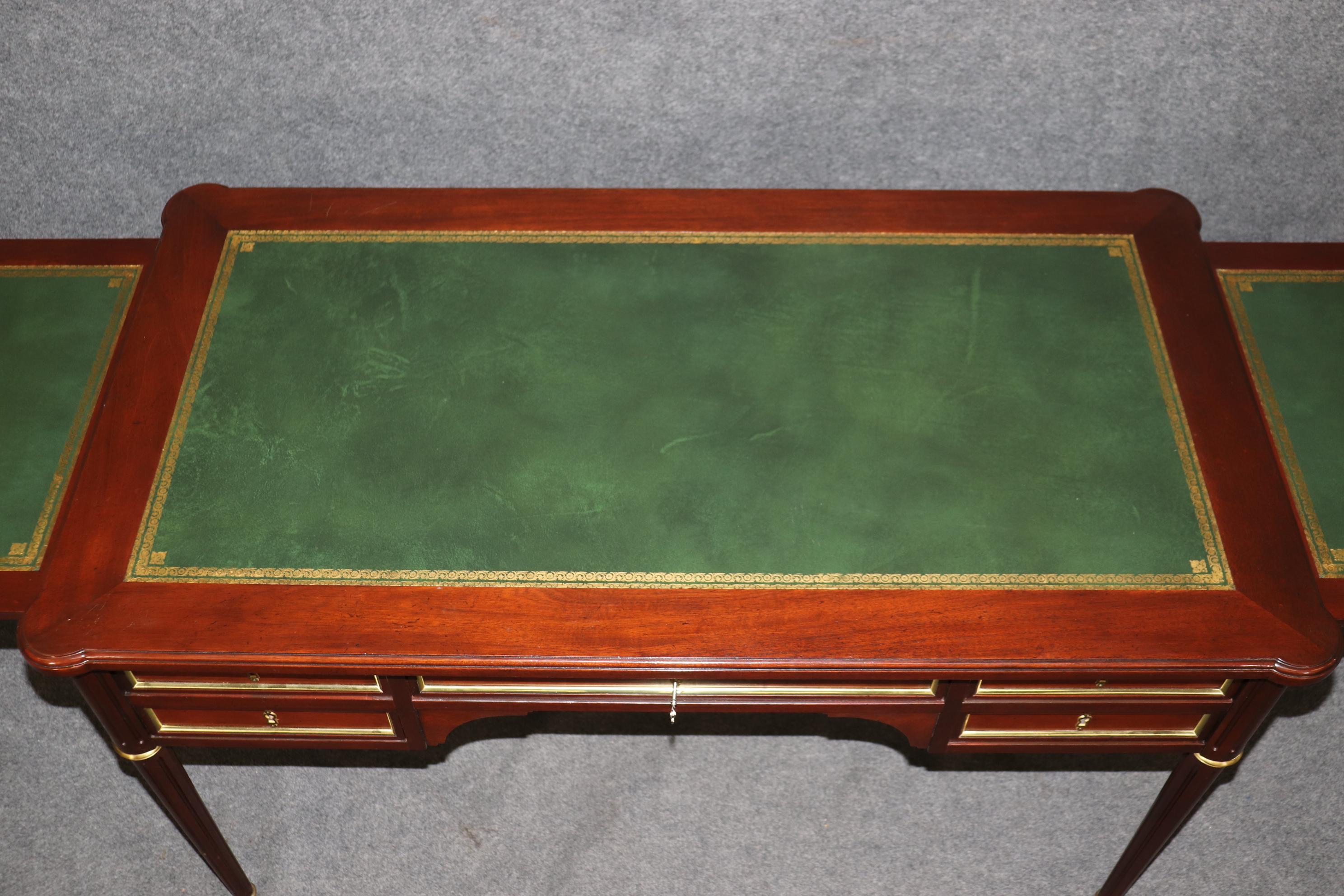 Superb Green Leather Top Baker French Directoire Writing Desk with Tablet Trays 7