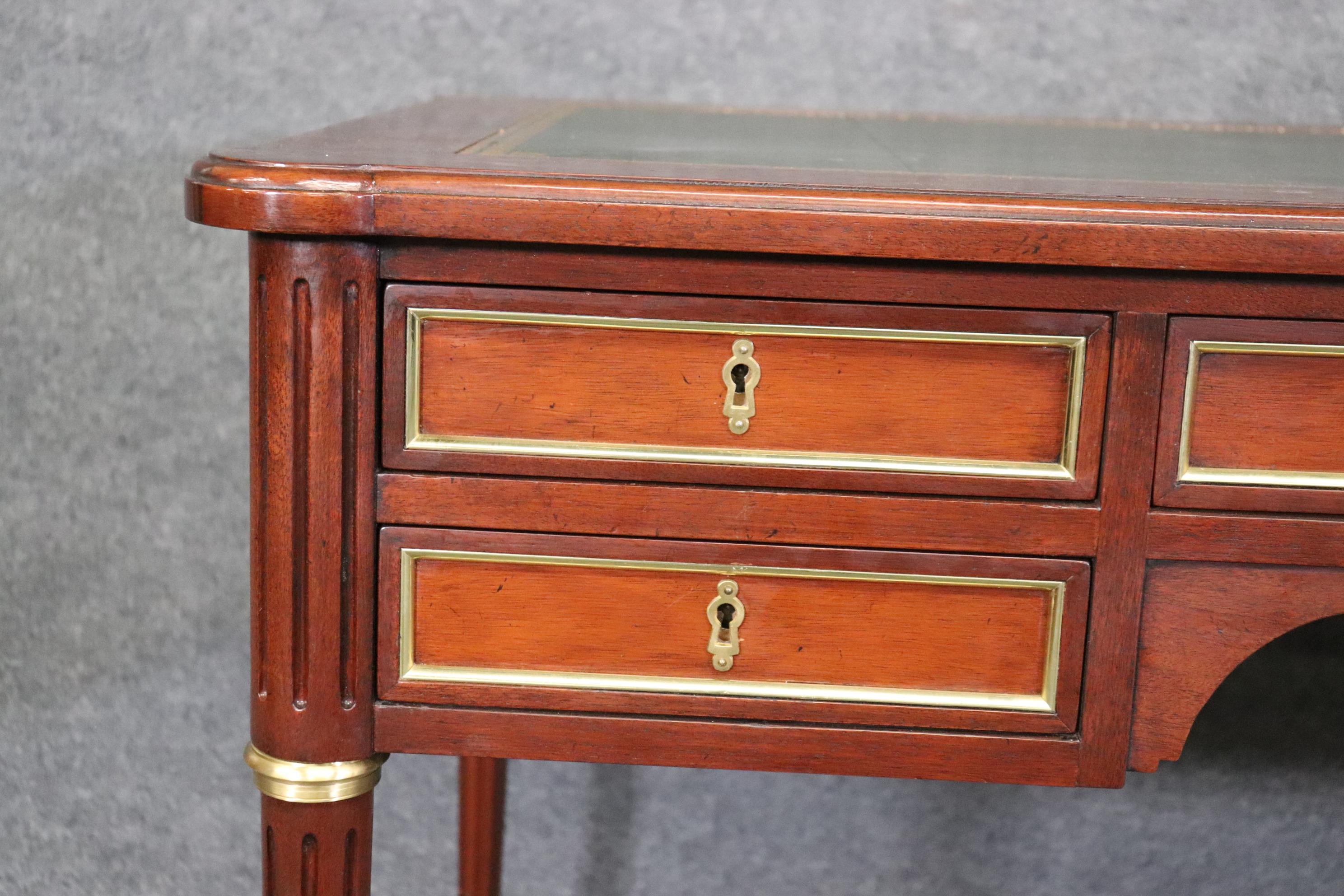 Superb Green Leather Top Baker French Directoire Writing Desk with Tablet Trays 9