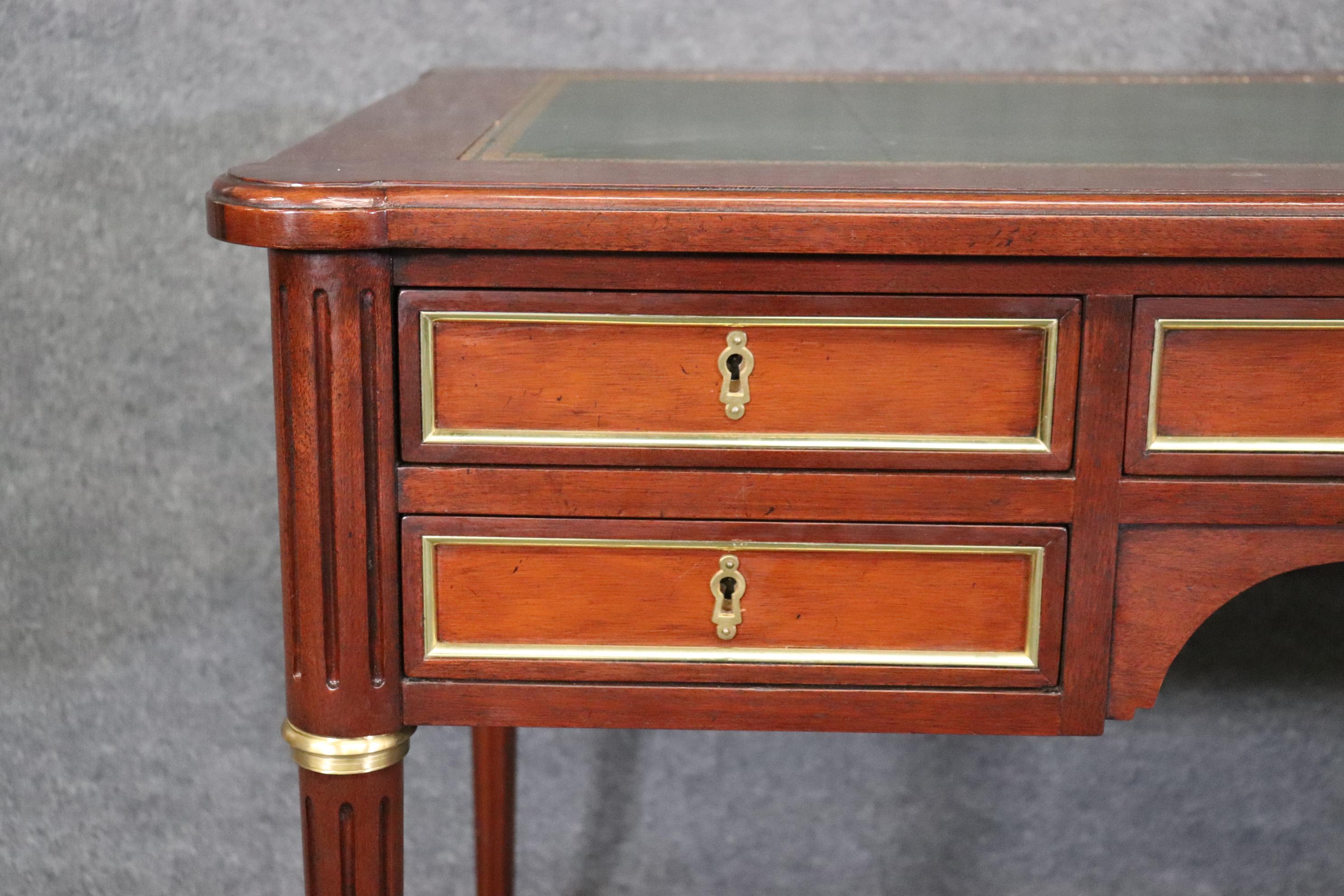 Superb Green Leather Top Baker French Directoire Writing Desk with Tablet Trays 10