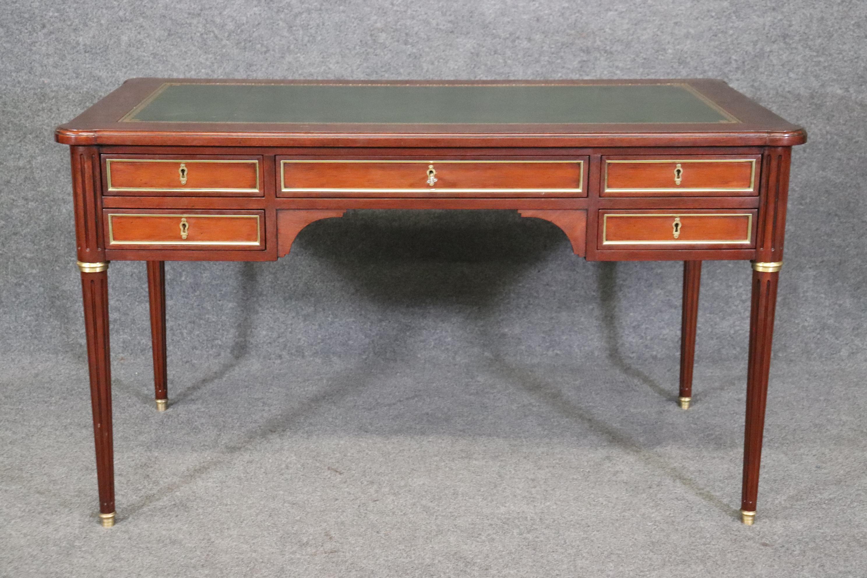 Superb Green Leather Top Baker French Directoire Writing Desk with Tablet Trays 1