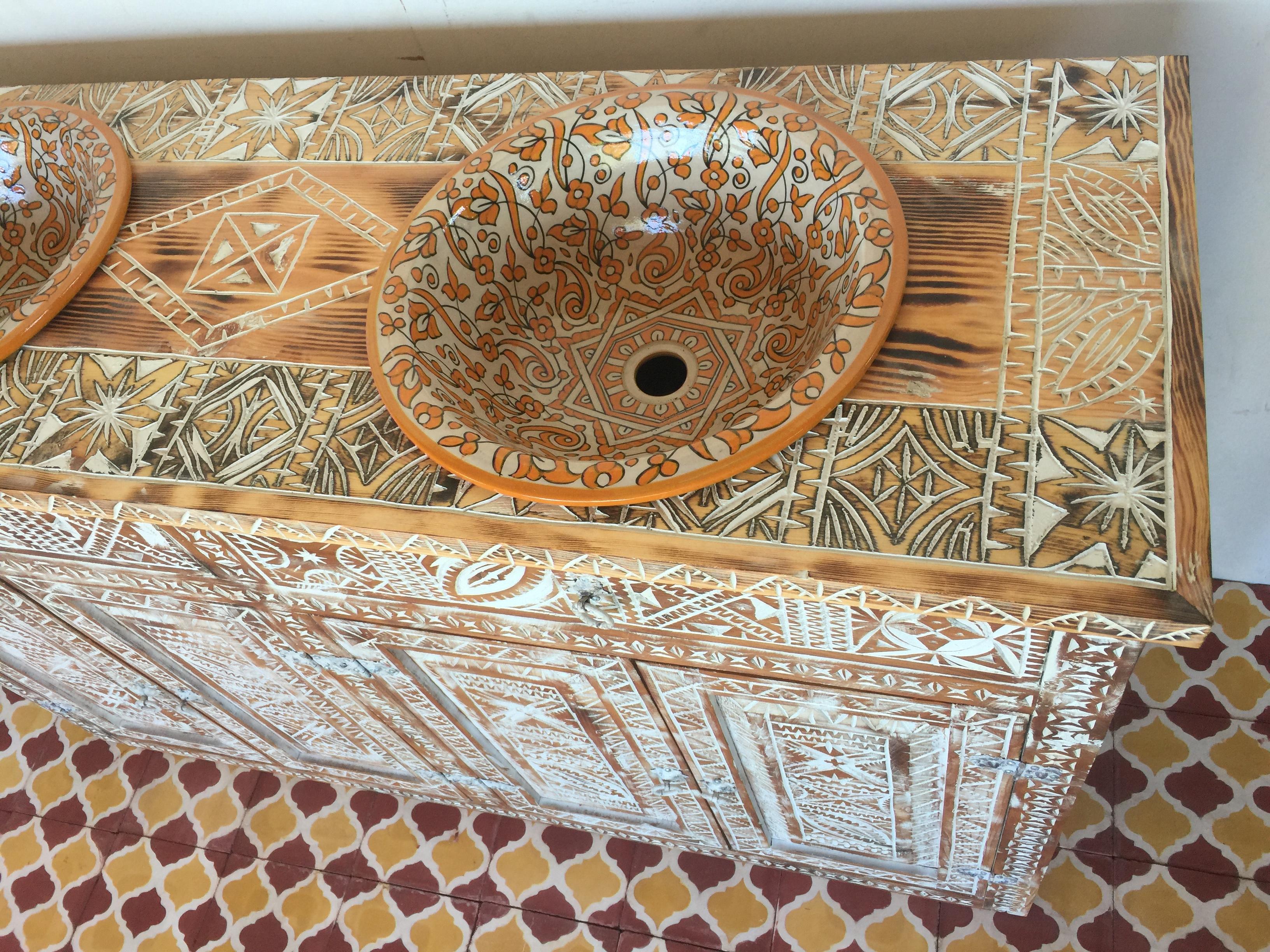 carved bathroom vanity