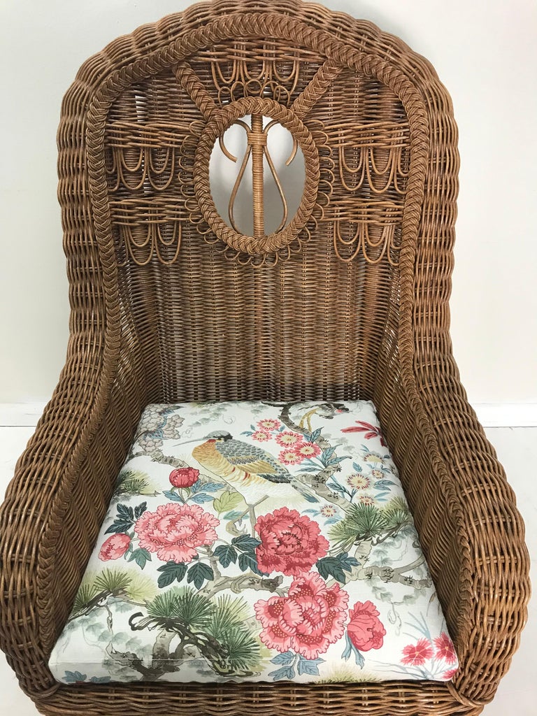 Superb Henry Link Rocker Vintage Wicker with Scalamandre Cushion at 1stDibs