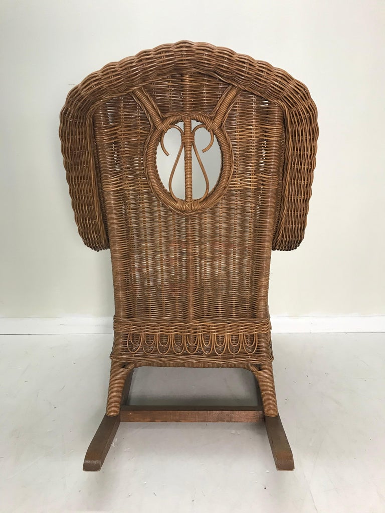 Superb Henry Link Rocker Vintage Wicker with Scalamandre Cushion at 1stDibs